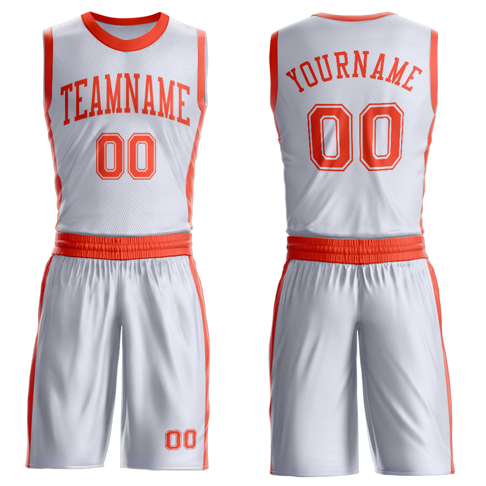 FansIdea Custom White Orange Round Neck Basketball Uniform Jersey - $24.99 at Proof Eyewear