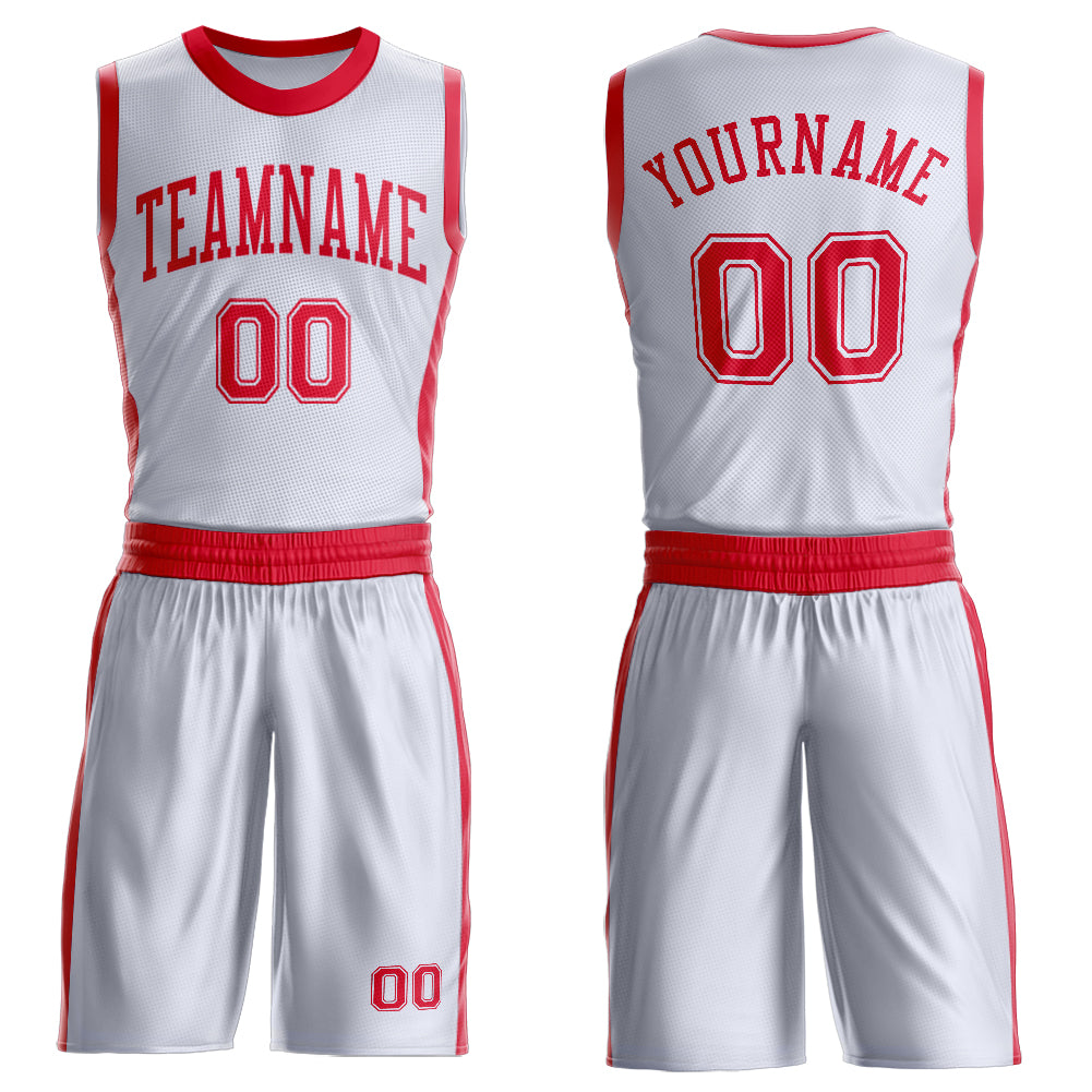 FansIdea Custom White Red Round Neck Basketball Uniform Jersey - $24.99 at Proof Eyewear