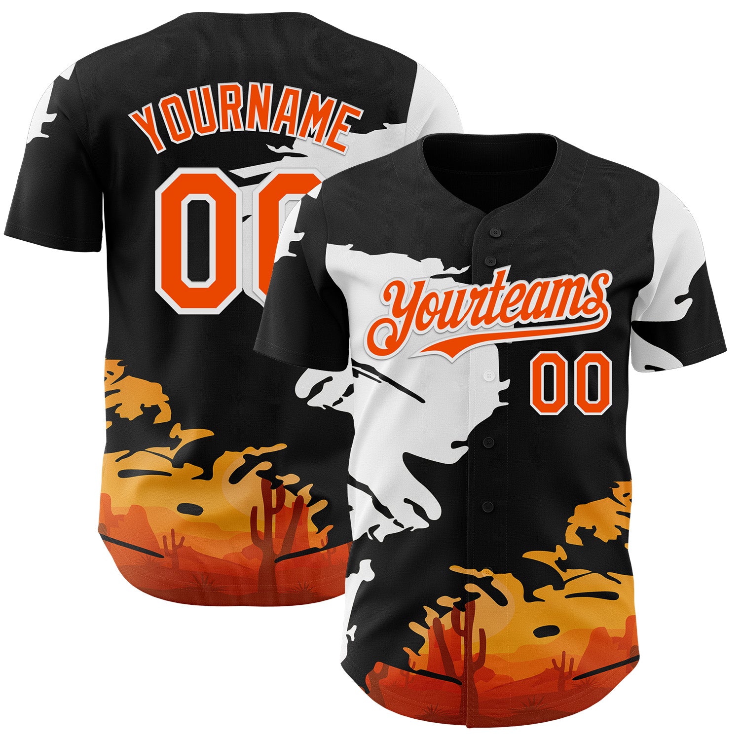 FansIdea Custom Black Orange-White Texas Sunset Southwest Landscape City Edition Authentic Baseball Jersey - $29.99 at Proof Eyewear
