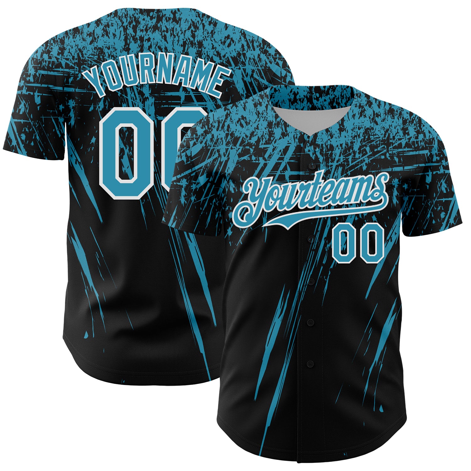 FansIdea Custom Black Panther Blue-White Distressed Scratch Brush Stroke Authentic Baseball Jersey - $29.99 at Proof Eyewear