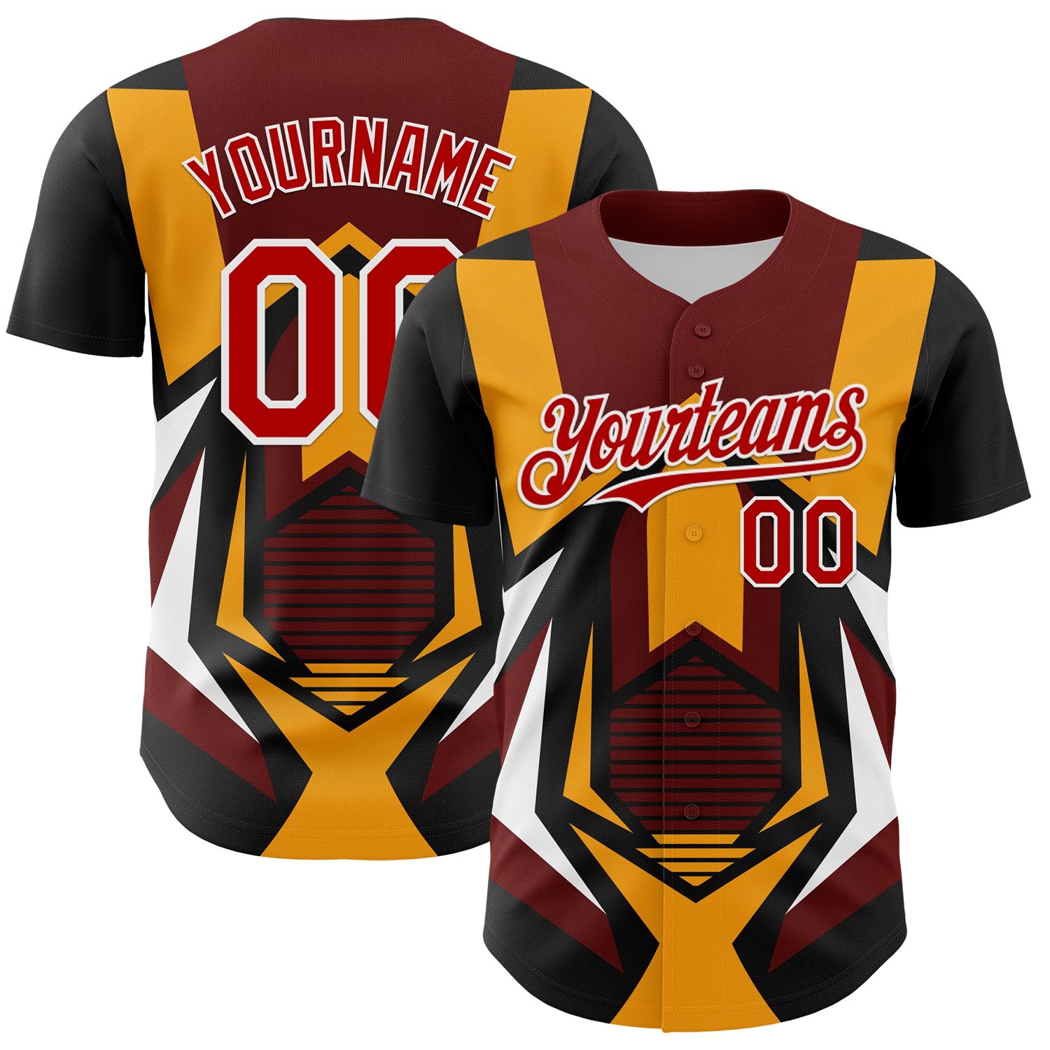 FansIdea Custom Black Red White-Yellow Car Racing Formula Auto Motorsport Authentic Baseball Jersey - $29.99 at Proof Eyewear