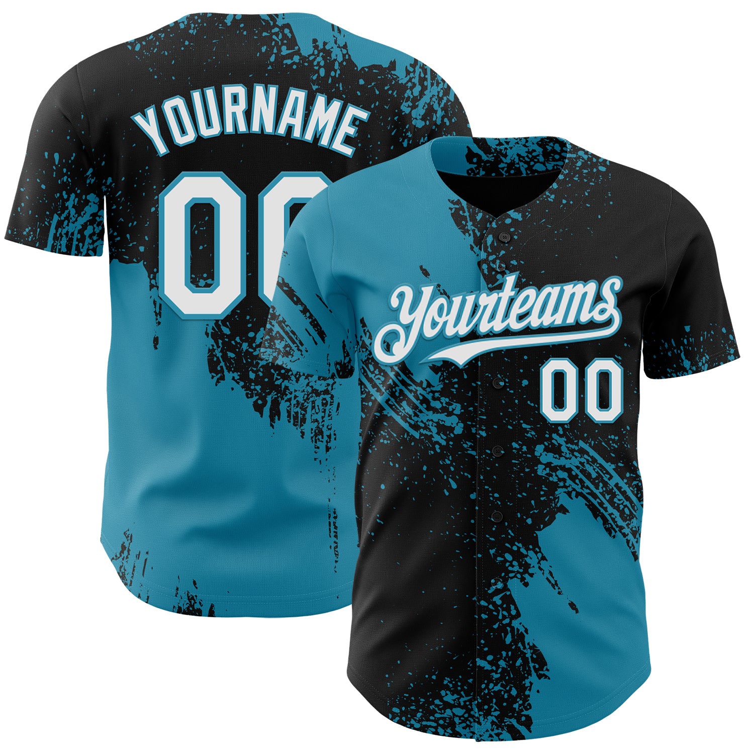 FansIdea Custom Black White-Panther Blue Abstract Brush Stroke Authentic Baseball Jersey - $29.99 at Proof Eyewear