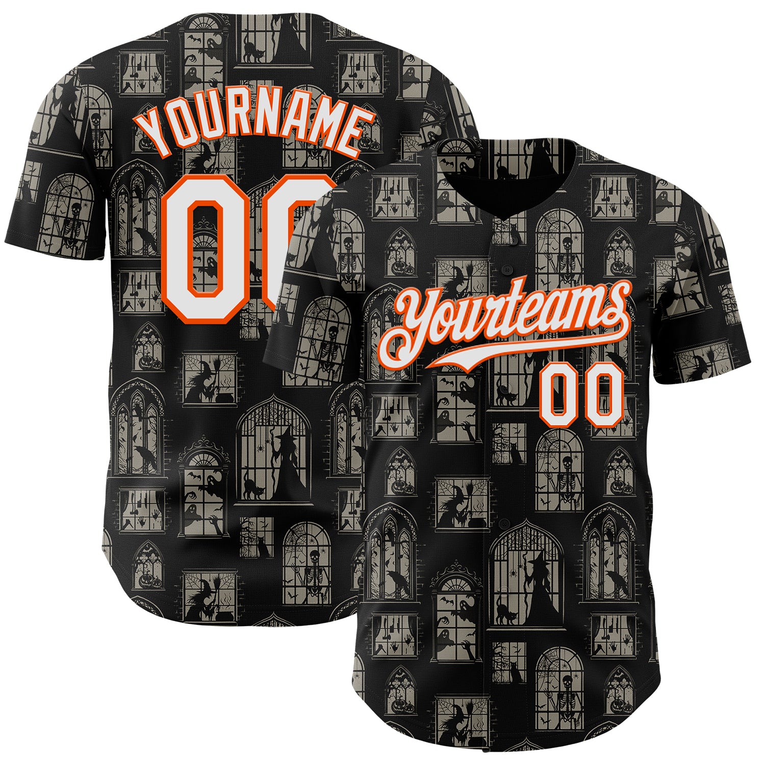 Fansidea-artist-collabs Custom Black White-Orange Episodic Drawing Gothic Window Authentic Baseball Jersey - $34.99 at Proof Eyewear