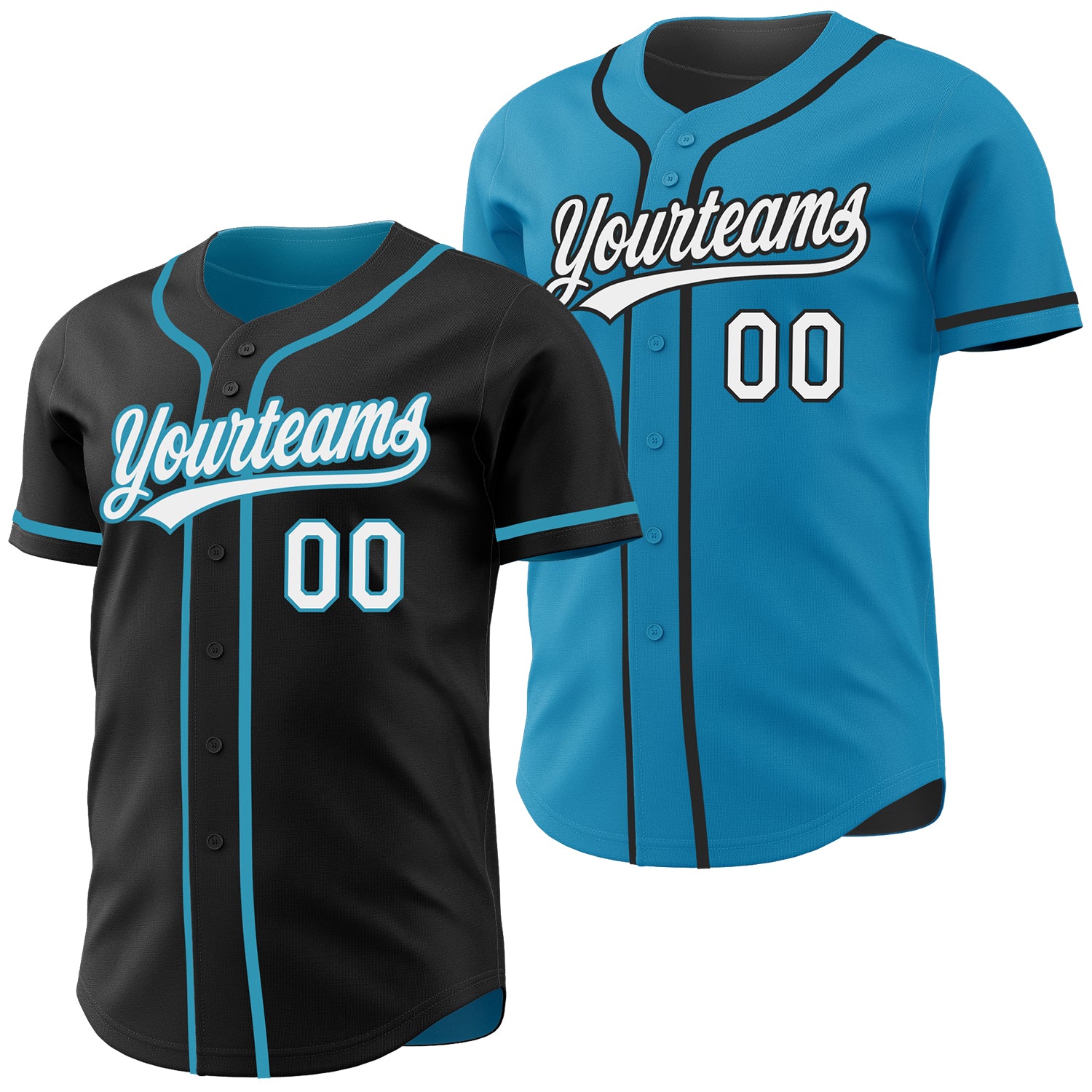 FansIdea Custom Black White-Panther Blue Reversible Button-Down Baseball Jersey - $26.99 at Proof Eyewear