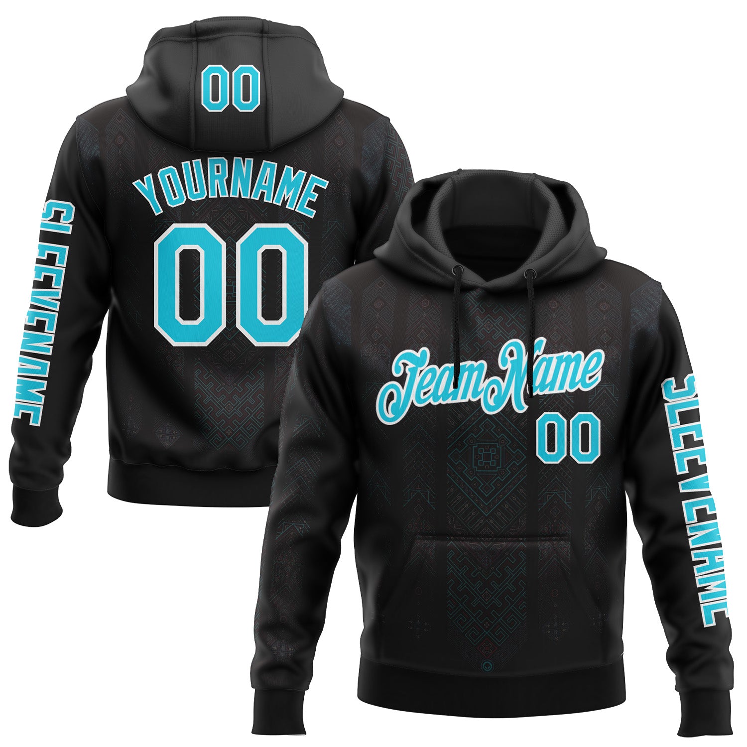 FansIdea Custom Black Lakes Blue-White 3D Pattern Design Ethnic Tribal Sportswear Pullover Sweatshirt Hoodie - $32.99 at Proof Eyewear