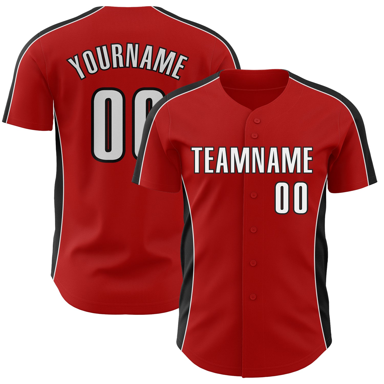 FansIdea Custom Red White-Black Classic Color Block Side Panel Stripe Authentic Baseball Jersey - $29.99 at Proof Eyewear