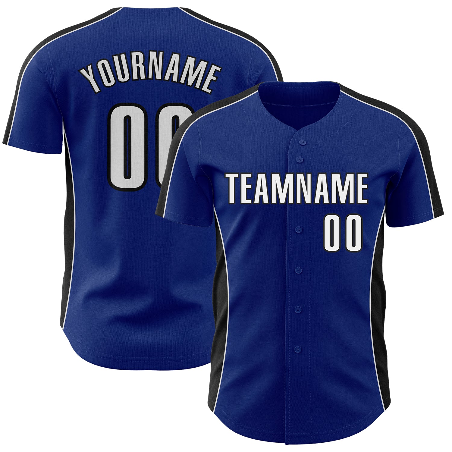 FansIdea Custom Royal White-Black Classic Color Block Side Panel Stripe Authentic Baseball Jersey - $29.99 at Proof Eyewear