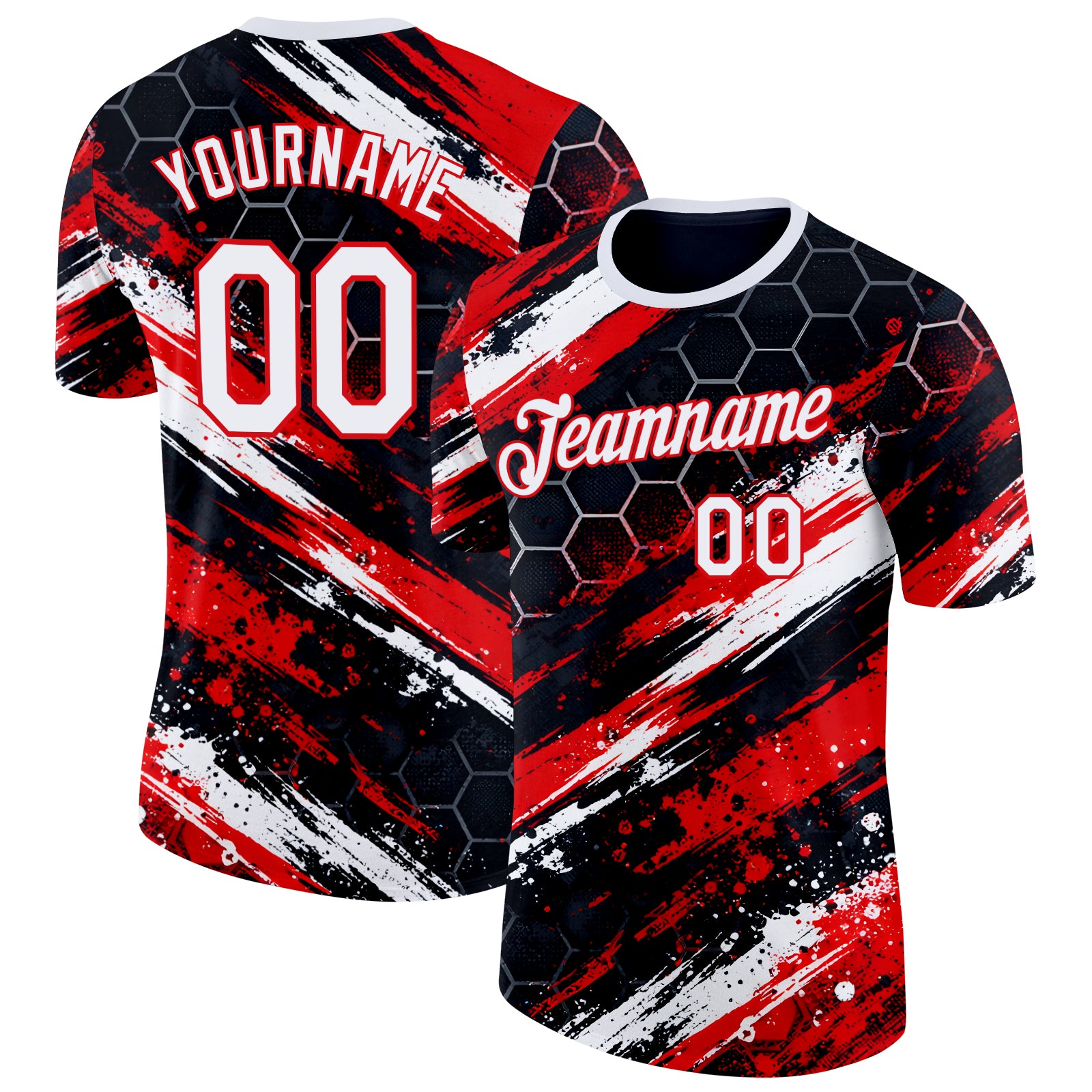 FansIdea Custom Black White-Red Bowling Brush Stroke Performance T-Shirt - $14.99 at Proof Eyewear