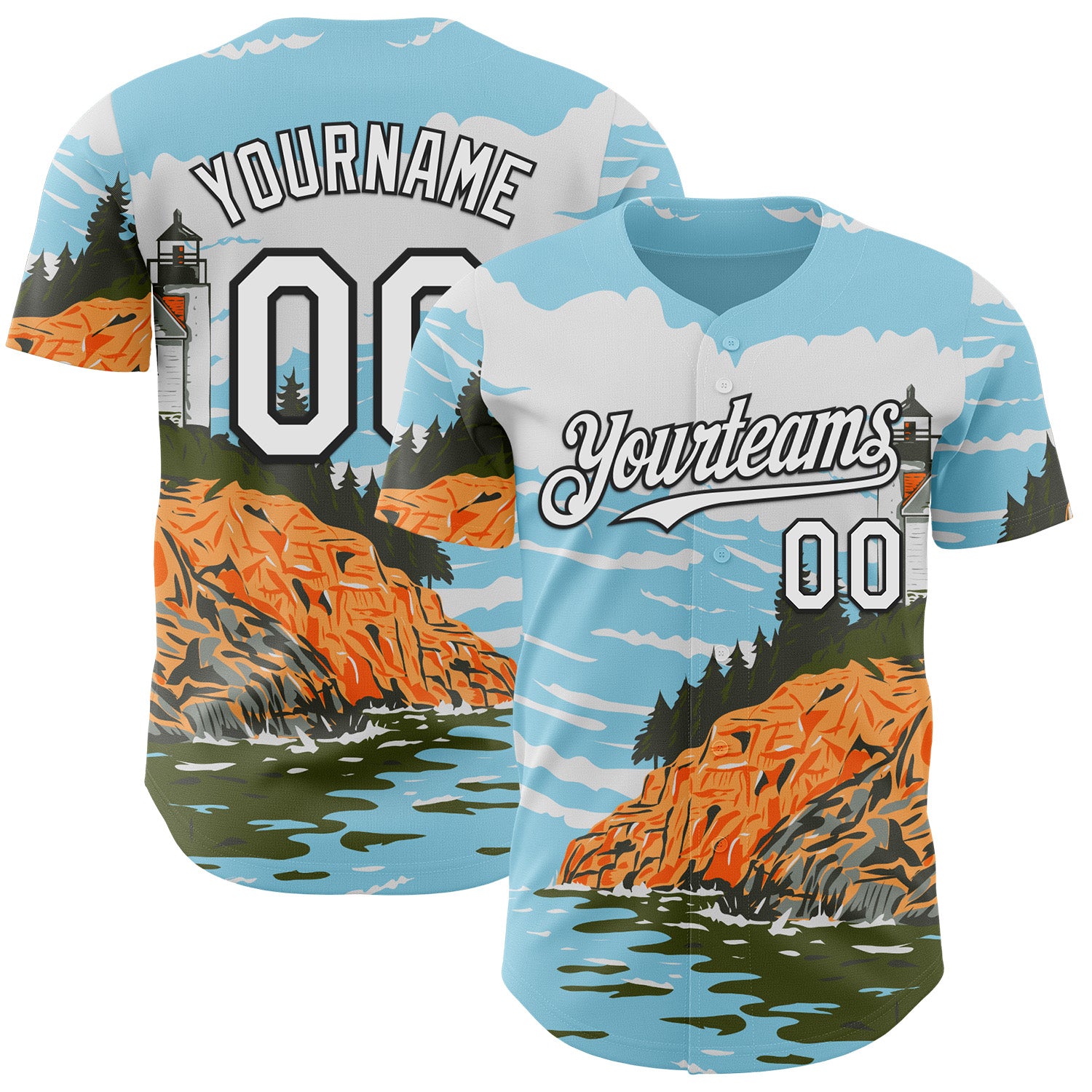 Fansidea-artist-collabs Custom Blue White-Black Aloysius Patrimonio Mount Desert Island Arcadia National Park WPA Authentic Baseball Jersey - $34.99 at Proof Eyewear