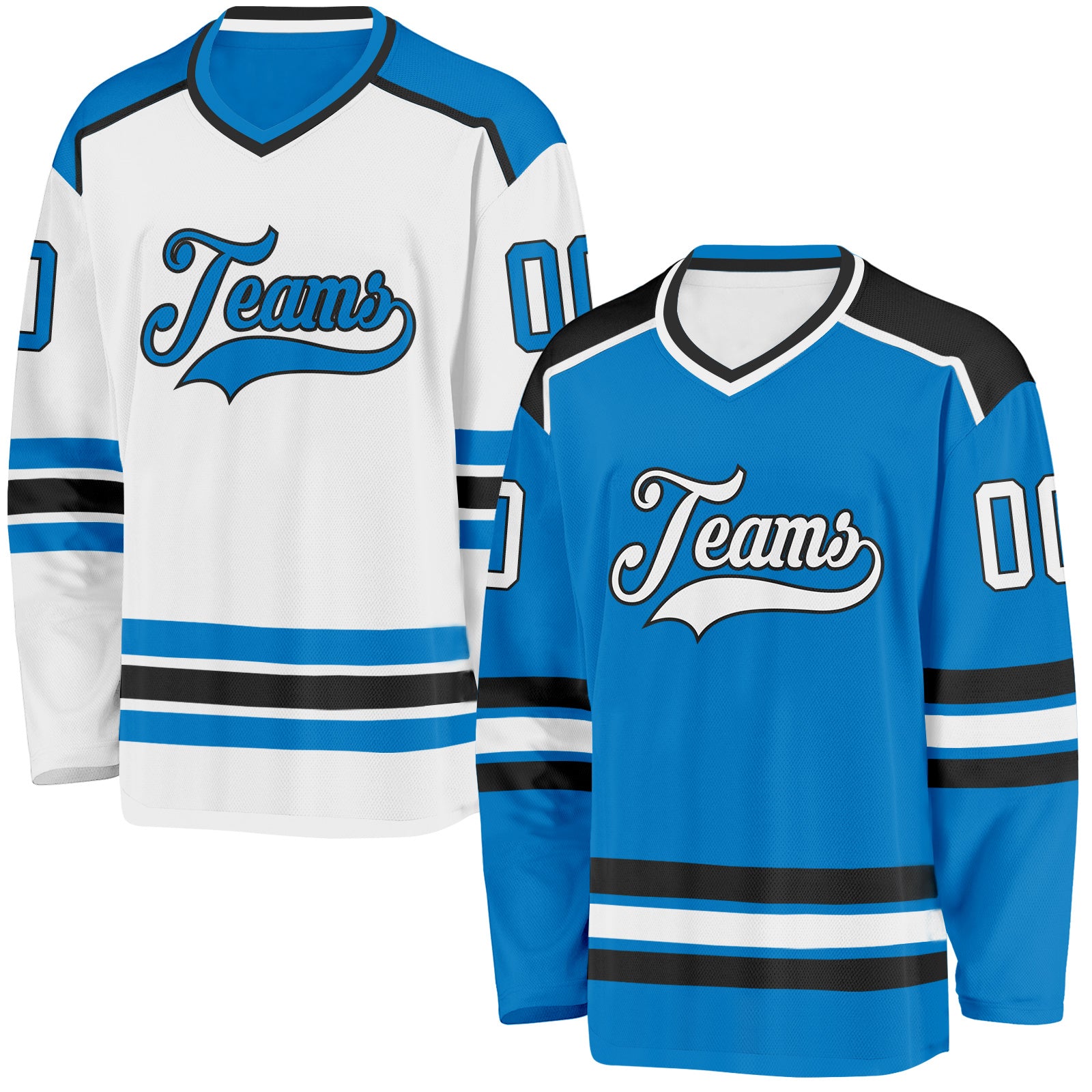 FansIdea Custom Blue White-Black Reversible Double Side Hockey Jersey - $34.99 at Proof Eyewear