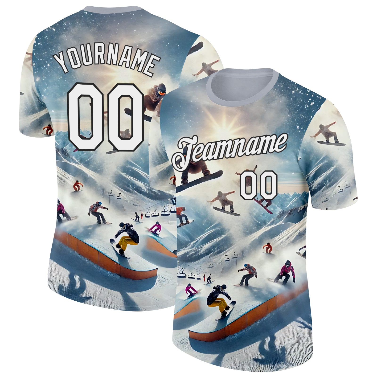 FansIdea Custom Blue White-Black Skiing Performance T-Shirt - $14.99 at Proof Eyewear