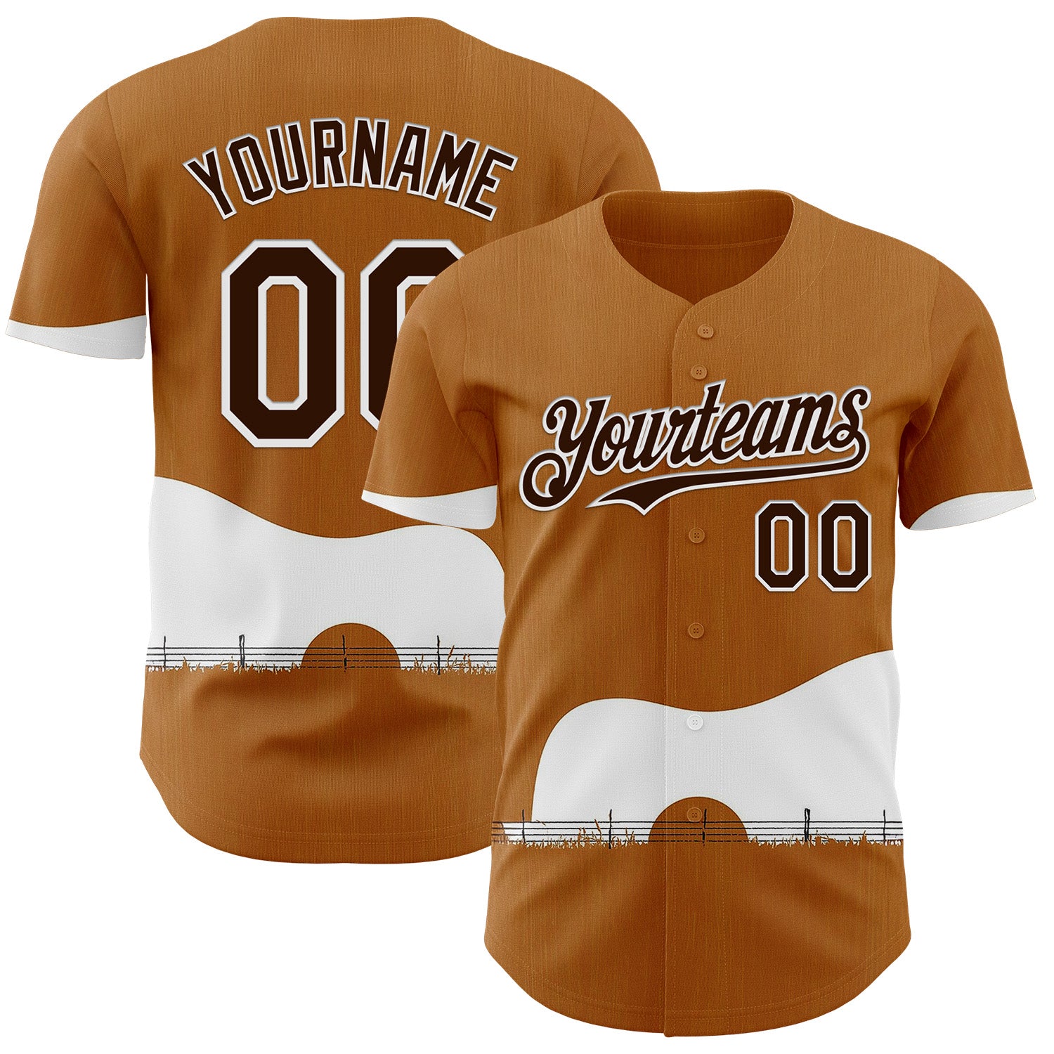 FansIdea Custom Brown White Texas Guitar City Edition Authentic Baseball Jersey - $29.99 at Proof Eyewear