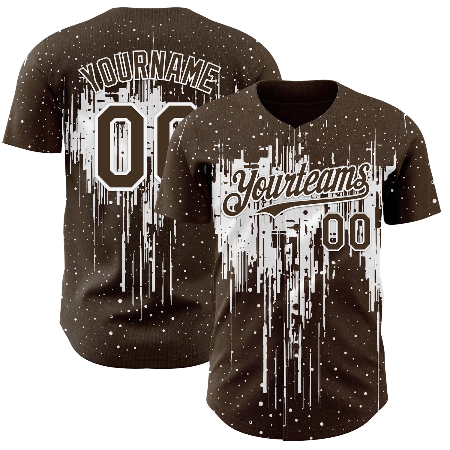 FansIdea Custom Brown White Dripping Splatter Paint Authentic Baseball Jersey - $29.99 at Proof Eyewear