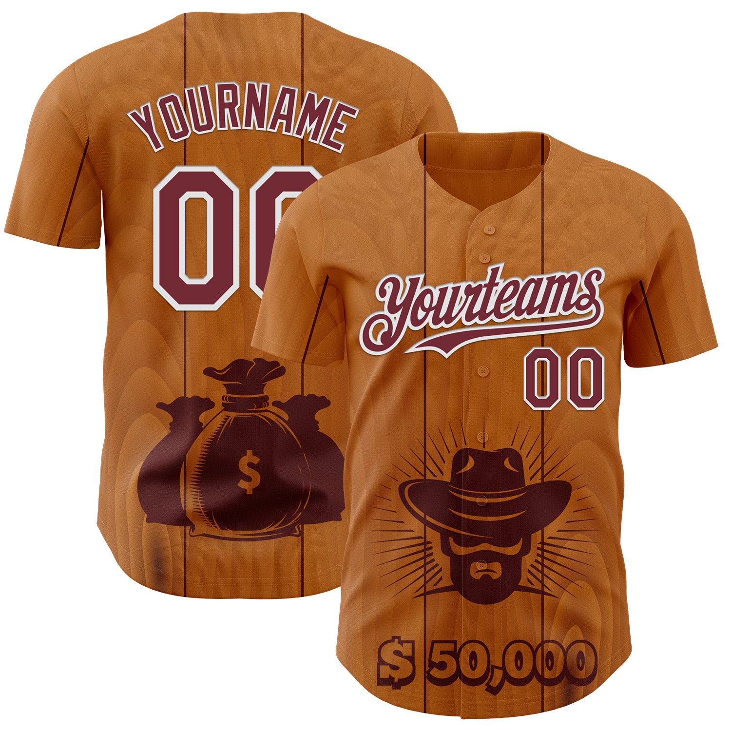 FansIdea Custom Brown Burgundy-White Texas Cowboy City Edition Authentic Baseball Jersey - $29.99 at Proof Eyewear