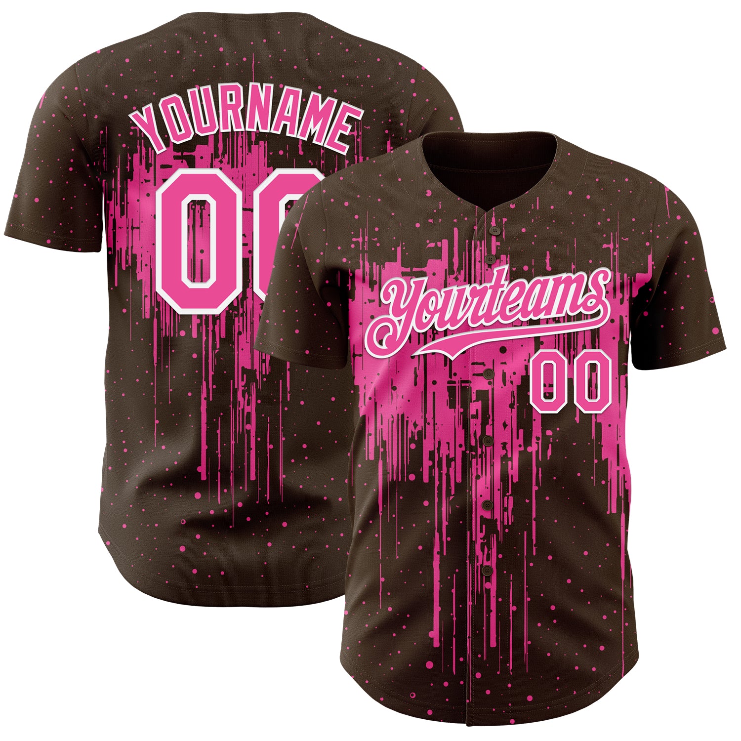 FansIdea Custom Brown Pink-White Dripping Splatter Paint Authentic Baseball Jersey - $29.99 at Proof Eyewear