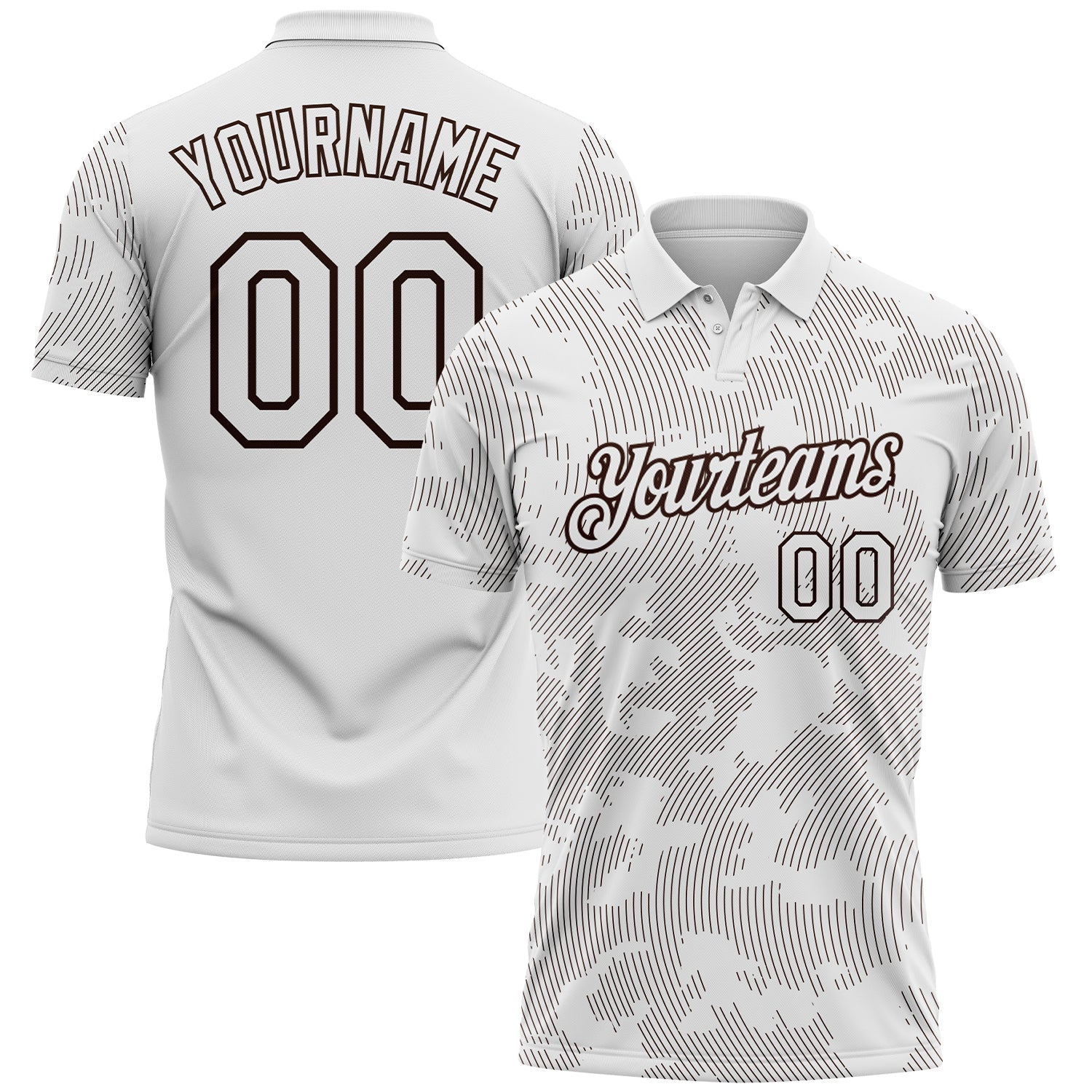 FansIdea Custom White-Brown 3D Pattern Abstract Fluid Line Performance Polo Shirt - $19.99 at Proof Eyewear