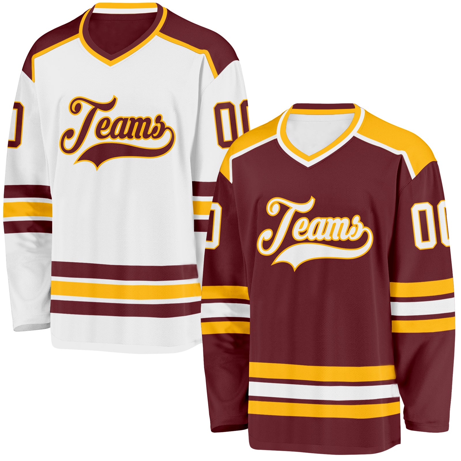 FansIdea Custom Burgundy White-Gold Reversible Double Side Hockey Jersey - $34.99 at Proof Eyewear