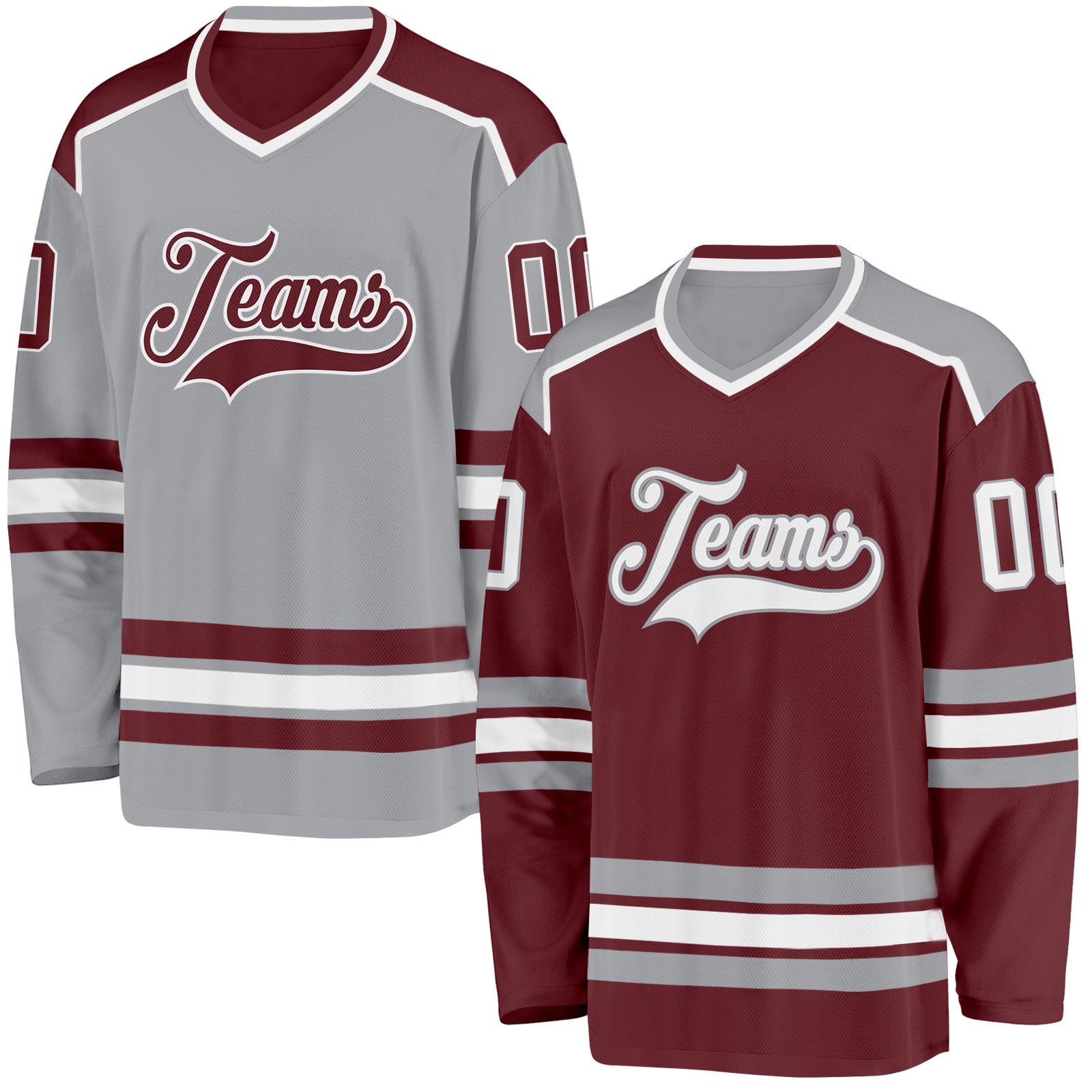 FansIdea Custom Burgundy White-Gray Reversible Double Side Hockey Jersey - $34.99 at Proof Eyewear