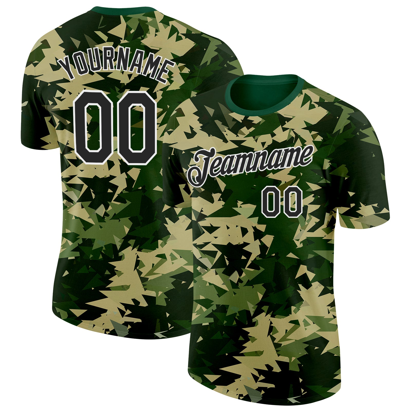 FansIdea Custom Camo Black-White Geometric Fragment Camouflage Salute To Service Performance T-Shirt - $14.99 at Proof Eyewear