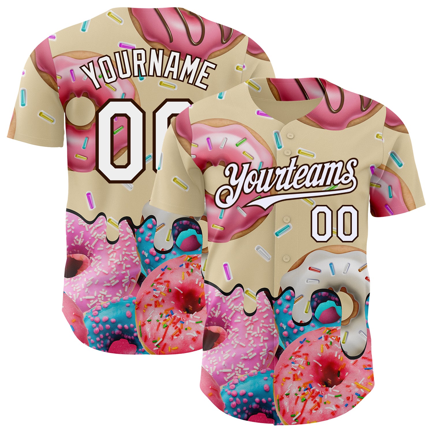 FansIdea Custom City Cream White-Brown Ice Cream Donut Foodie Dessert Authentic Baseball Jersey - $29.99 at Proof Eyewear