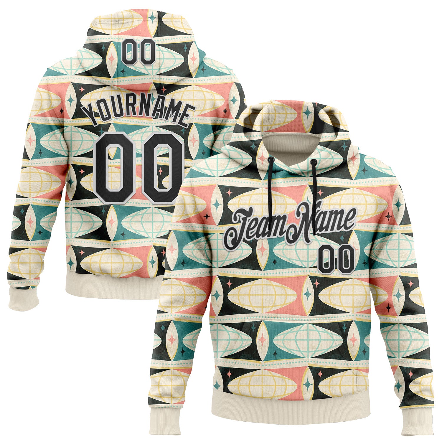 Fansidea-artist-collabs Custom Stitched Cream Black-White 3D Emi Bee World Communication Sports Pullover Sweatshirt Hoodie - $37.99 at Proof Eyewear