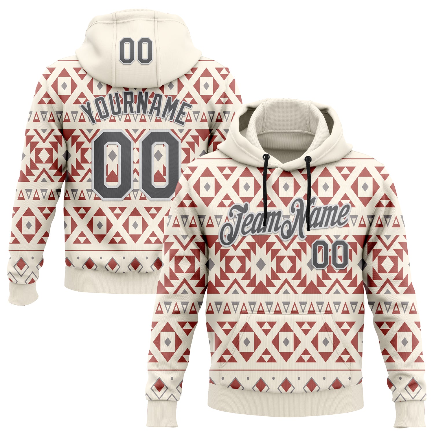 FansIdea Custom Stitched Cream Steel Gray-White 3D Pattern Design Tribal Ethnic Native American Sports Pullover Sweatshirt Hoodie - $32.99 at Proof Eyewear