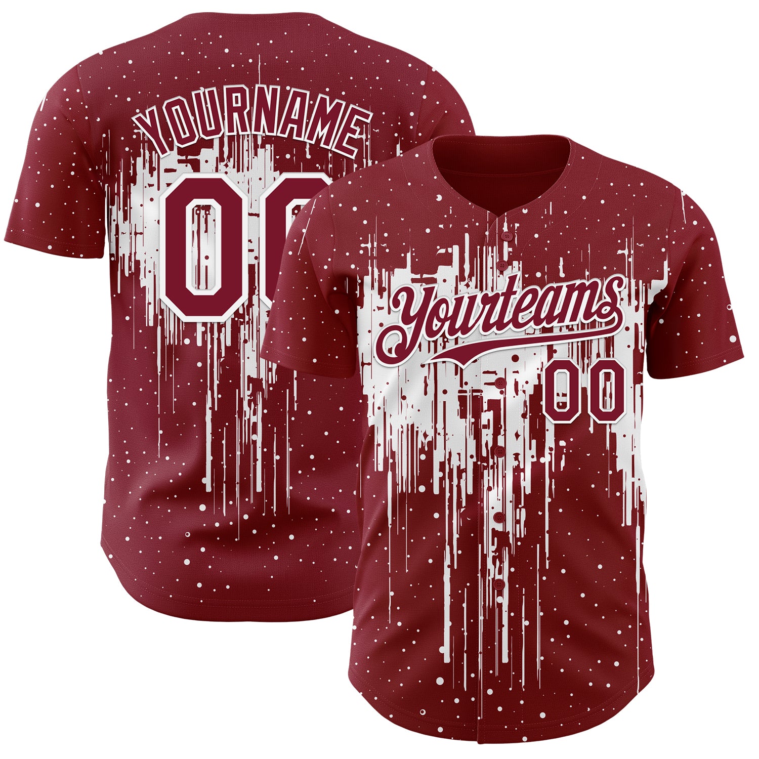FansIdea Custom Crimson White Dripping Splatter Paint Authentic Baseball Jersey - $29.99 at Proof Eyewear