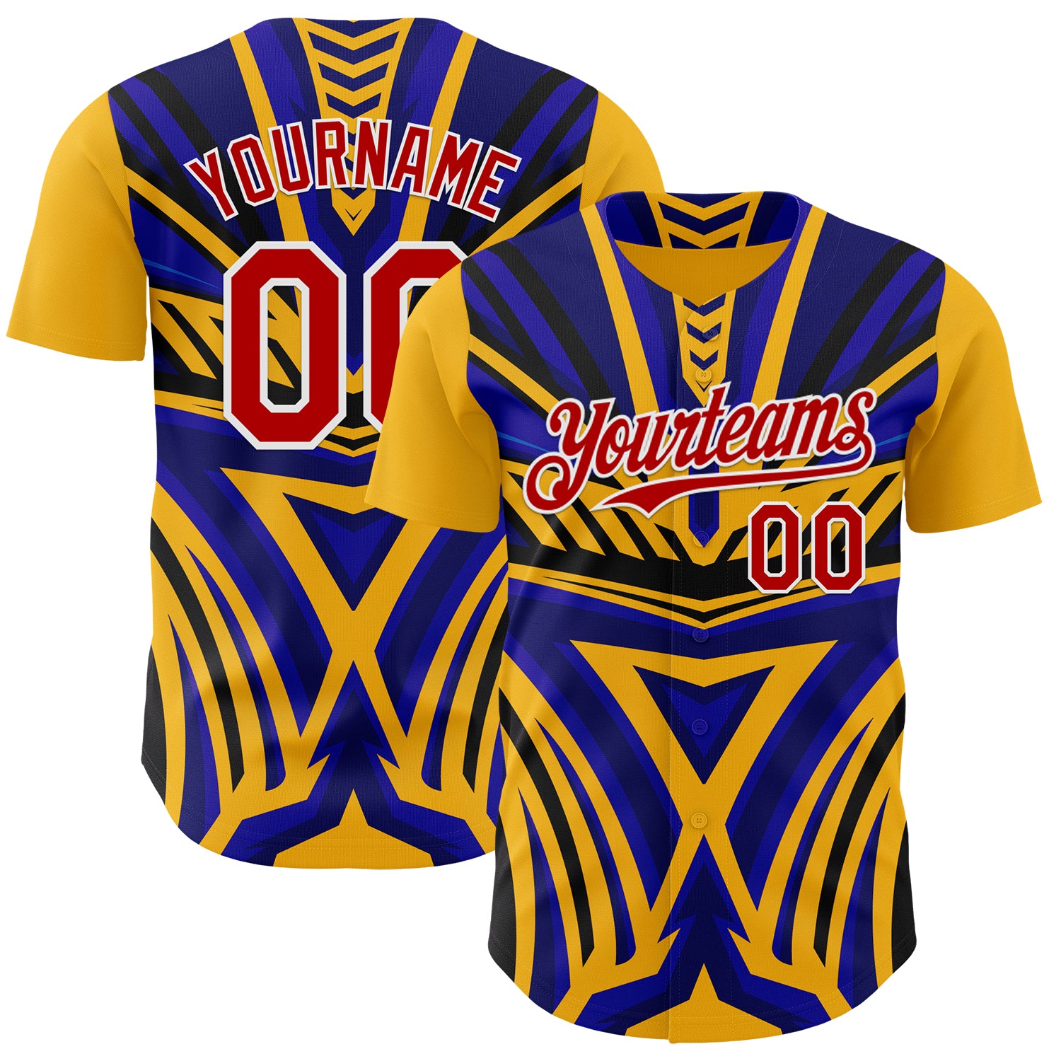 FansIdea Custom Gold Red White Blue-Black Car Racing Formula Auto Motorsport Authentic Baseball Jersey - $29.99 at Proof Eyewear