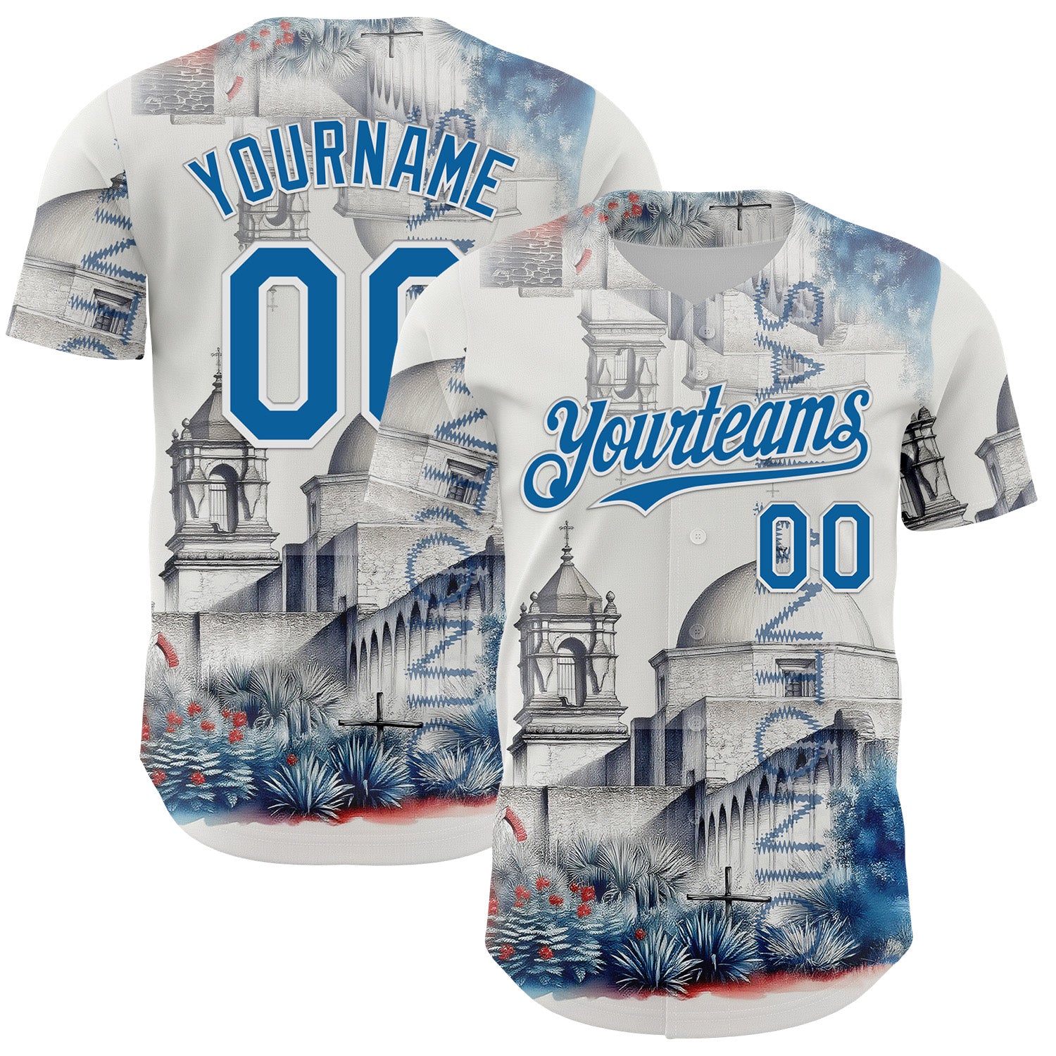 FansIdea Custom Gray Blue-White San Antonio Texas Mission San Jose Landmark City Symbol Authentic Baseball Jersey - $29.99 at Proof Eyewear