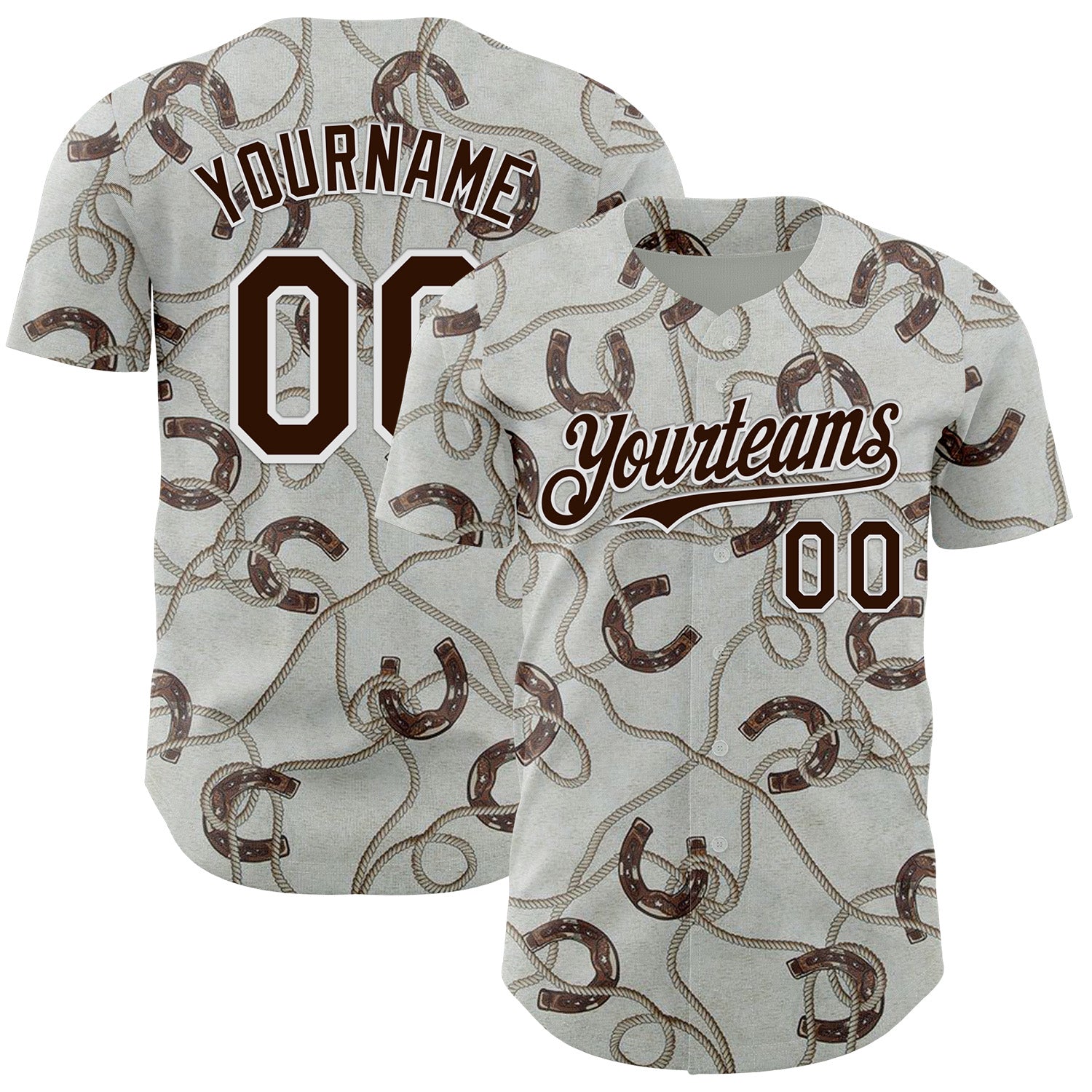 FansIdea Custom Gray Brown-White Texas Horseshoe Cowboy City Edition Authentic Baseball Jersey - $29.99 at Proof Eyewear