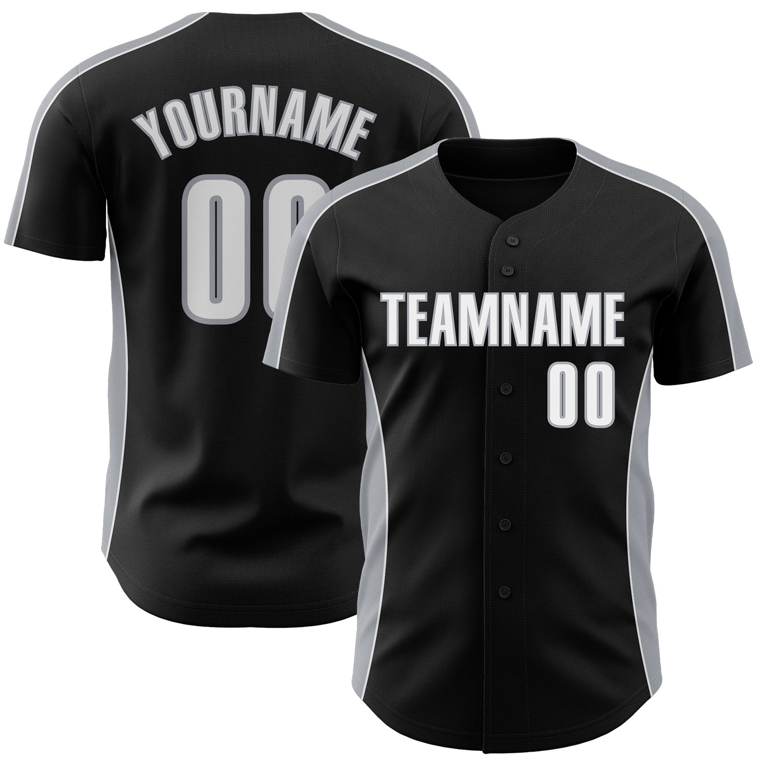 FansIdea Custom Black White-Gray Classic Color Block Side Panel Stripe Authentic Baseball Jersey - $29.99 at Proof Eyewear