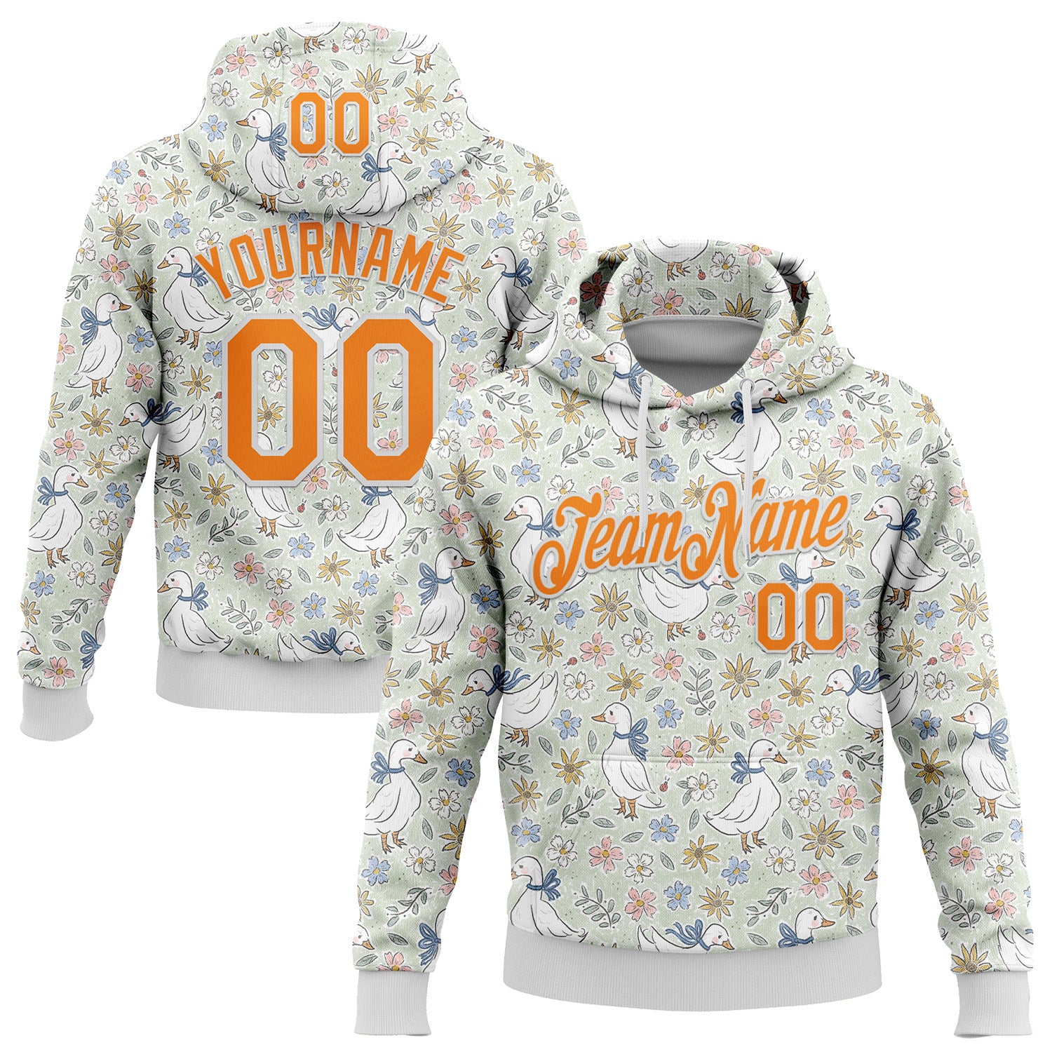 Fansidea-artist-collabs Custom Stitched Green Bay Orange-White 3D Emi Bee Wildflower Geese Sports Pullover Sweatshirt Hoodie - $37.99 at Proof Eyewear