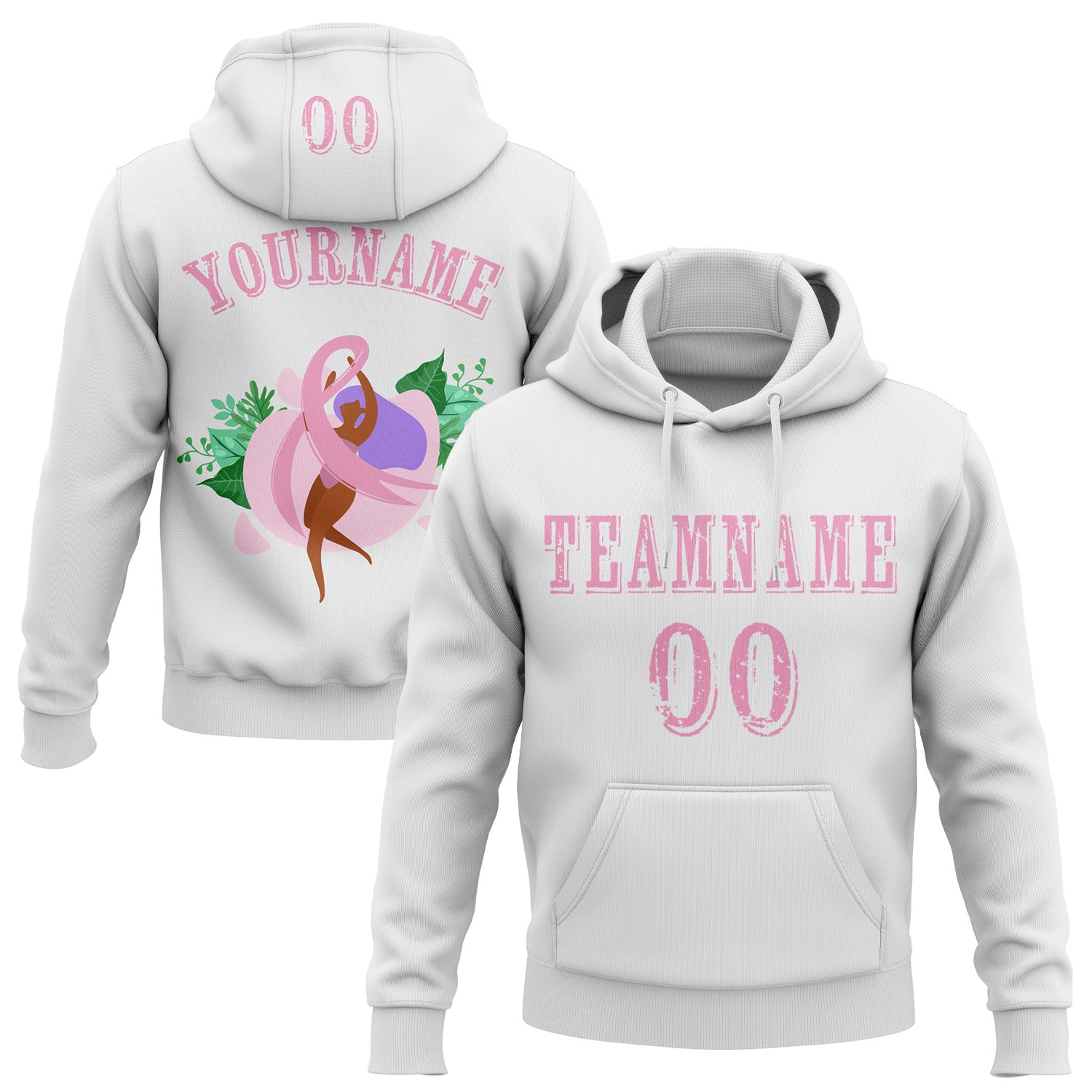 FansIdea Custom White Light Pink 3D Pink Ribbon Breast Cancer Awareness Women Health Care Support Sports Pullover Sweatshirt Hoodie - $32.99 at Proof Eyewear