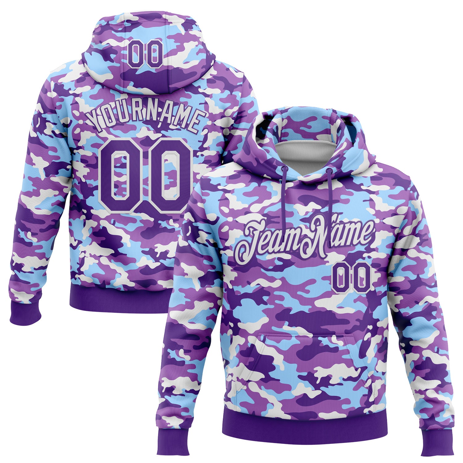 FansIdea Custom Stitched Camo Purple-White Salute To Service Pullover Sweatshirt Hoodie - $32.99 at Proof Eyewear