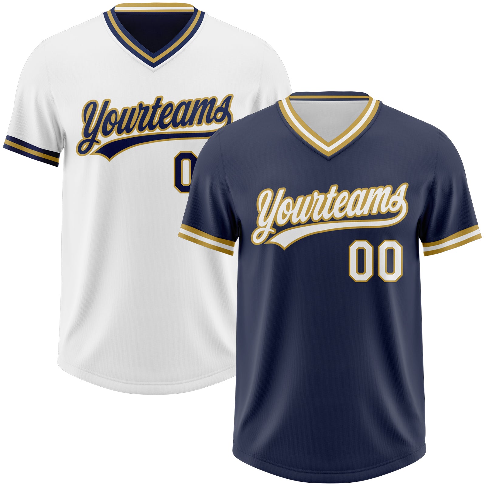 FansIdea Custom Navy White-Old Gold Reversible Pullover Baseball Jersey Shirt - $26.99 at Proof Eyewear