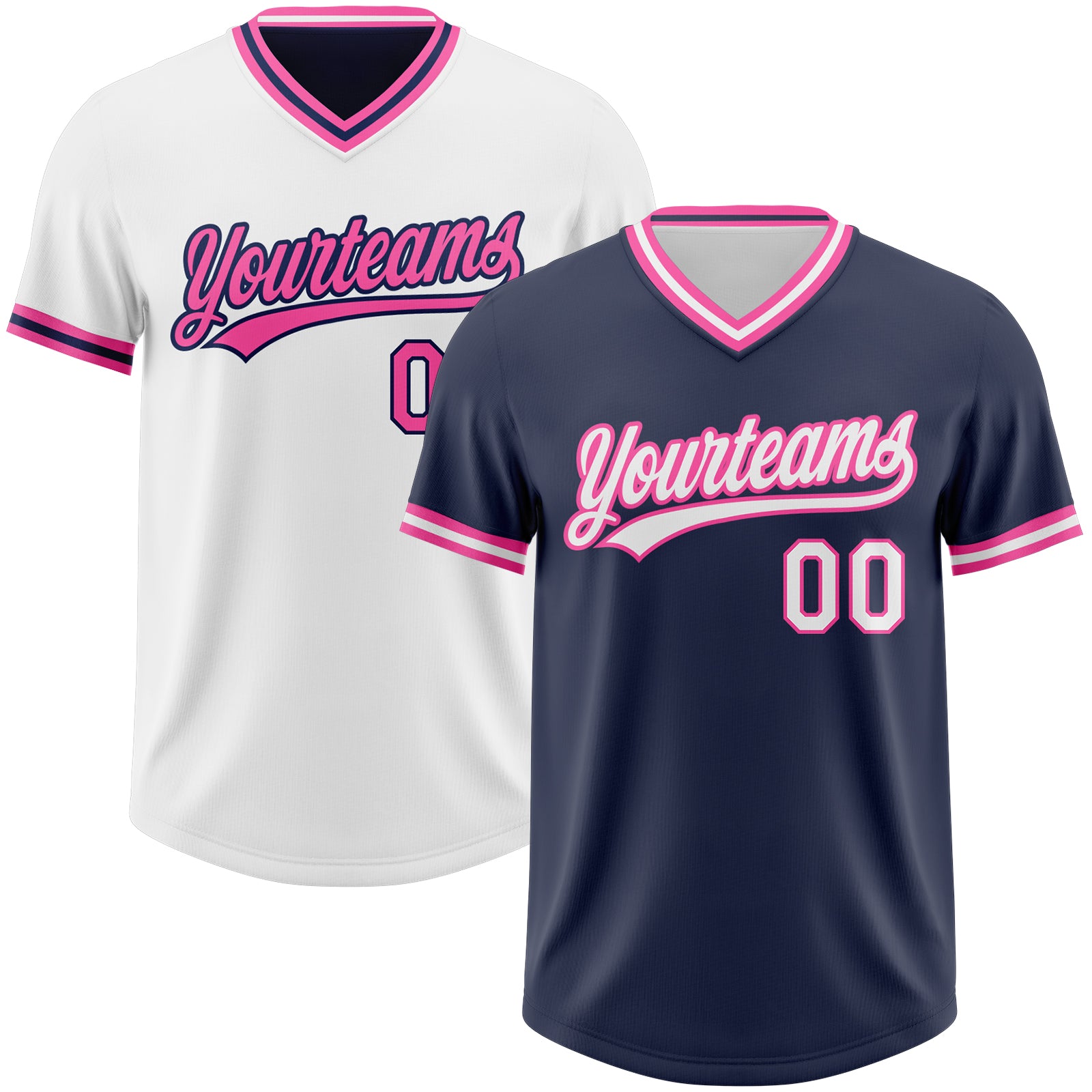 FansIdea Custom Navy White-Pink Reversible Pullover Baseball Jersey Shirt - $26.99 at Proof Eyewear