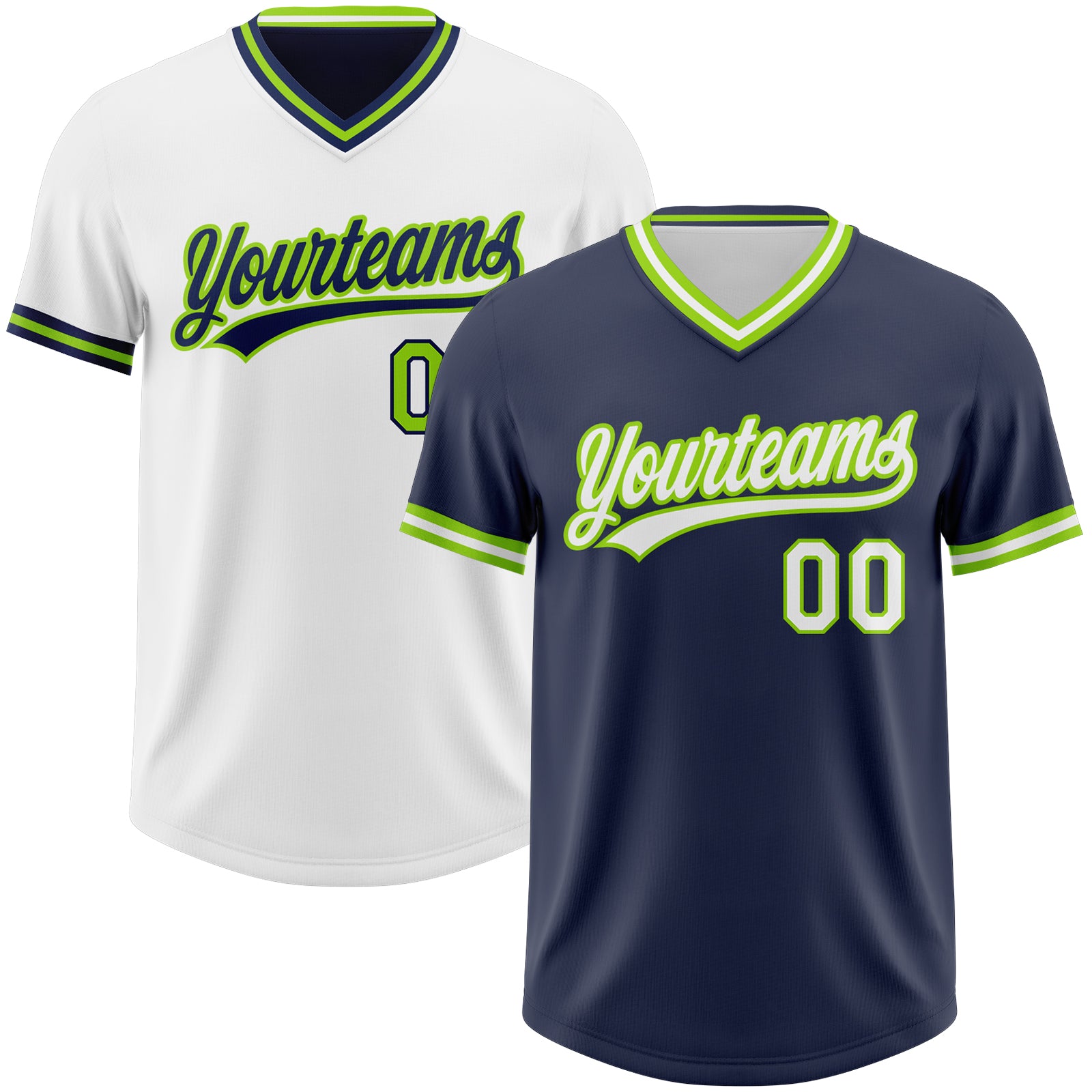 FansIdea Custom Navy White-Neon Green Reversible Pullover Baseball Jersey Shirt - $26.99 at Proof Eyewear