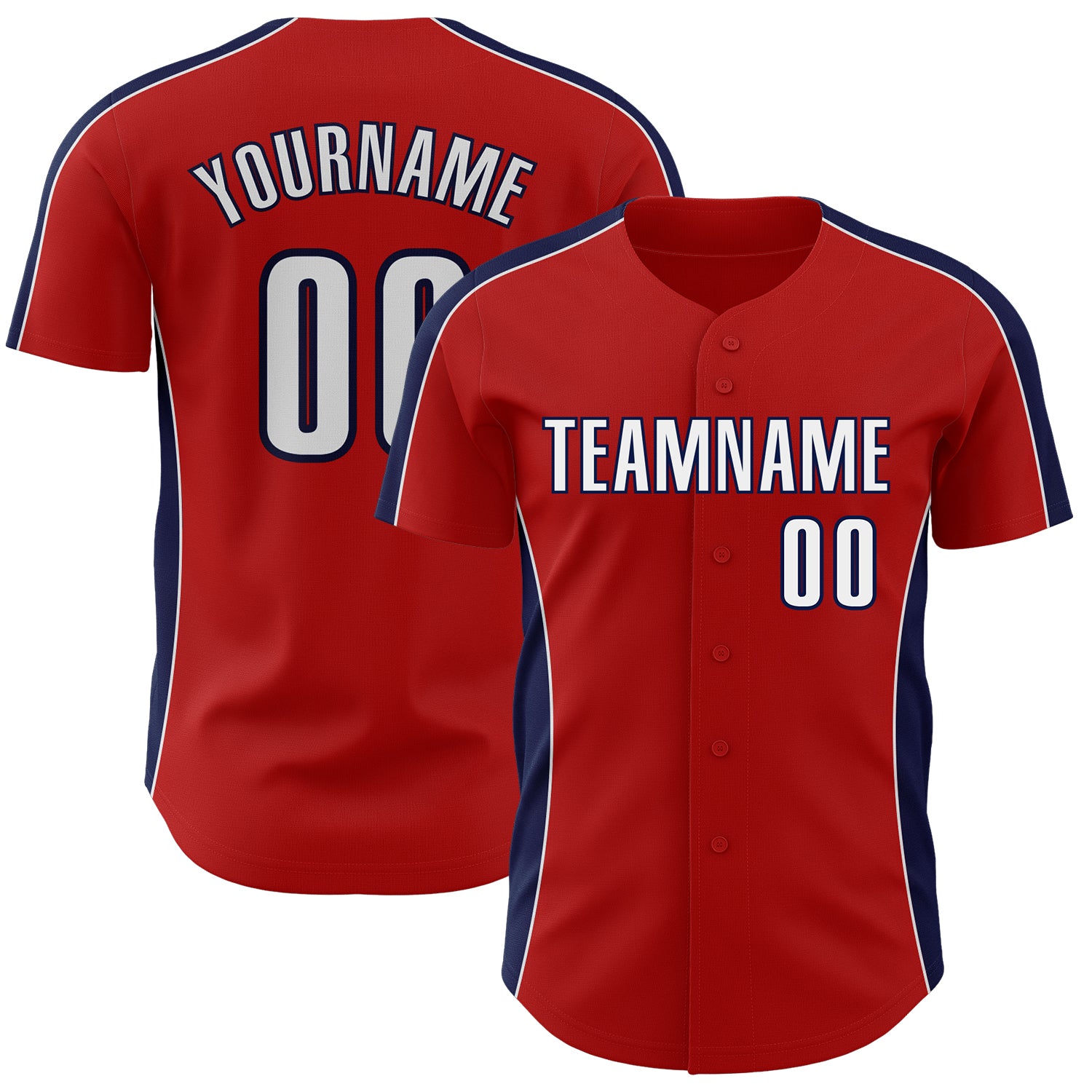 FansIdea Custom Red White-Navy Classic Color Block Side Panel Stripe Authentic Baseball Jersey - $29.99 at Proof Eyewear