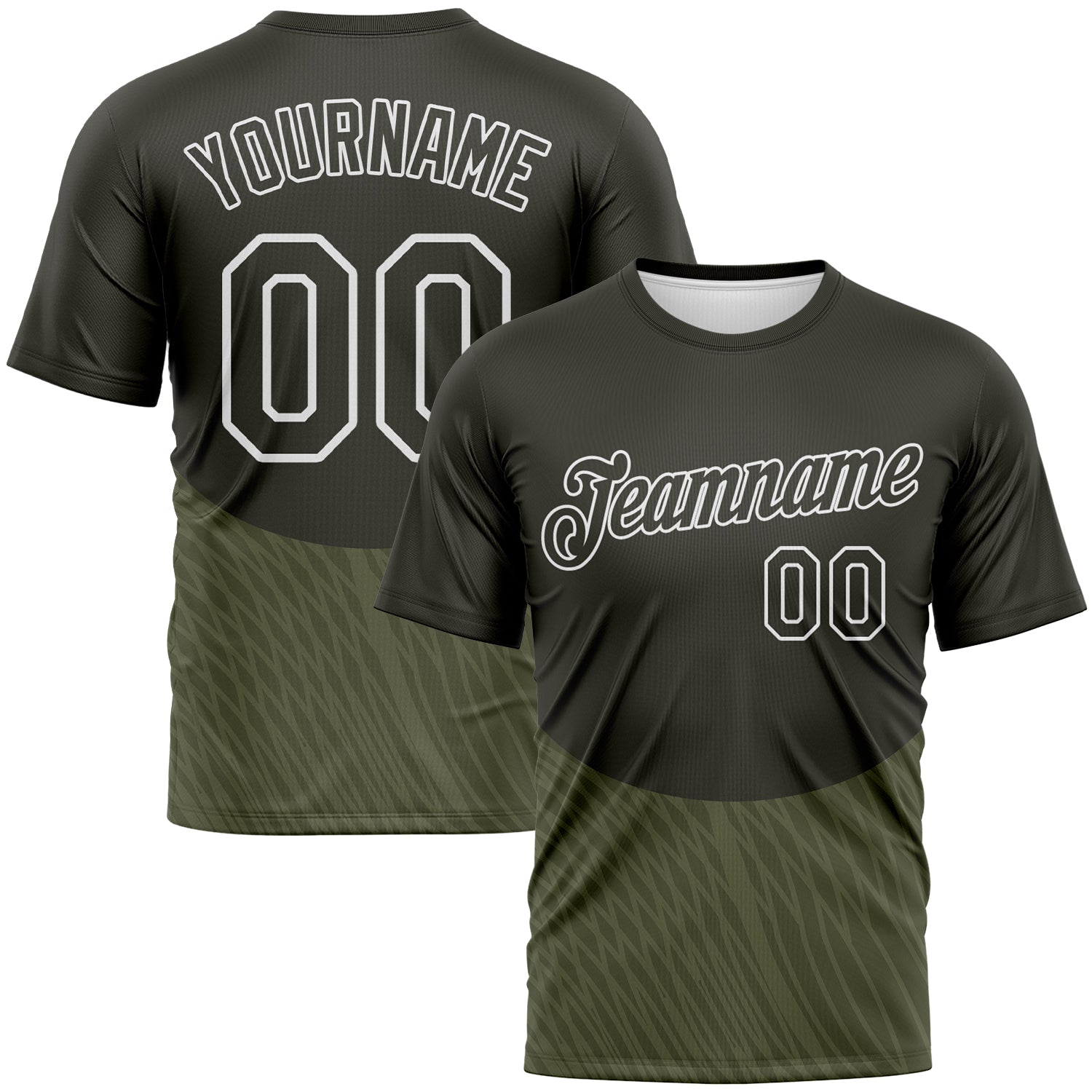 FansIdea Custom Olive-White Geometric Wave Lineal Performance T-Shirt - $14.99 at Proof Eyewear