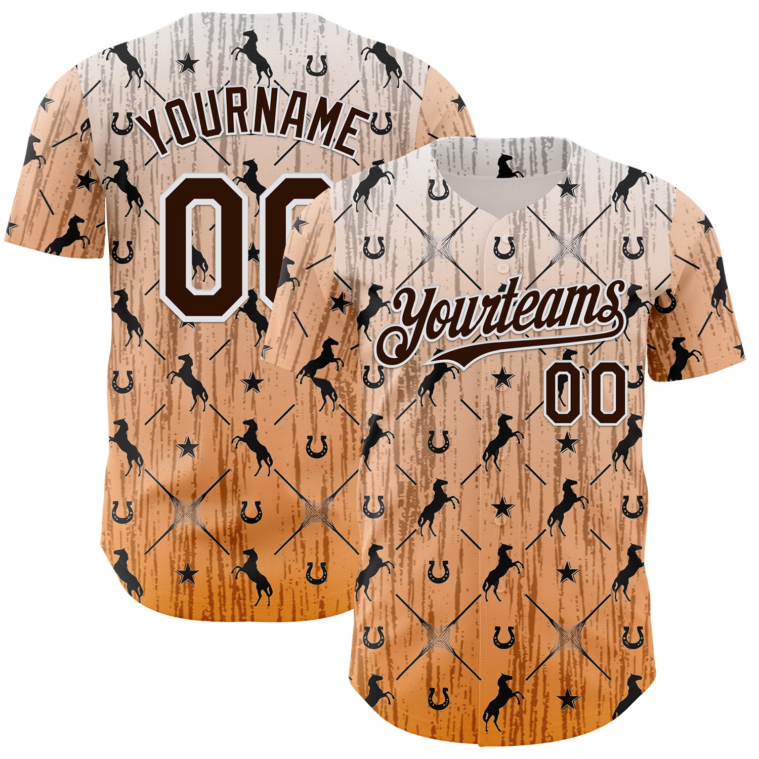 FansIdea Custom Orange Brown-White Texas Horseshoe Cowboy City Edition Authentic Baseball Jersey - $29.99 at Proof Eyewear