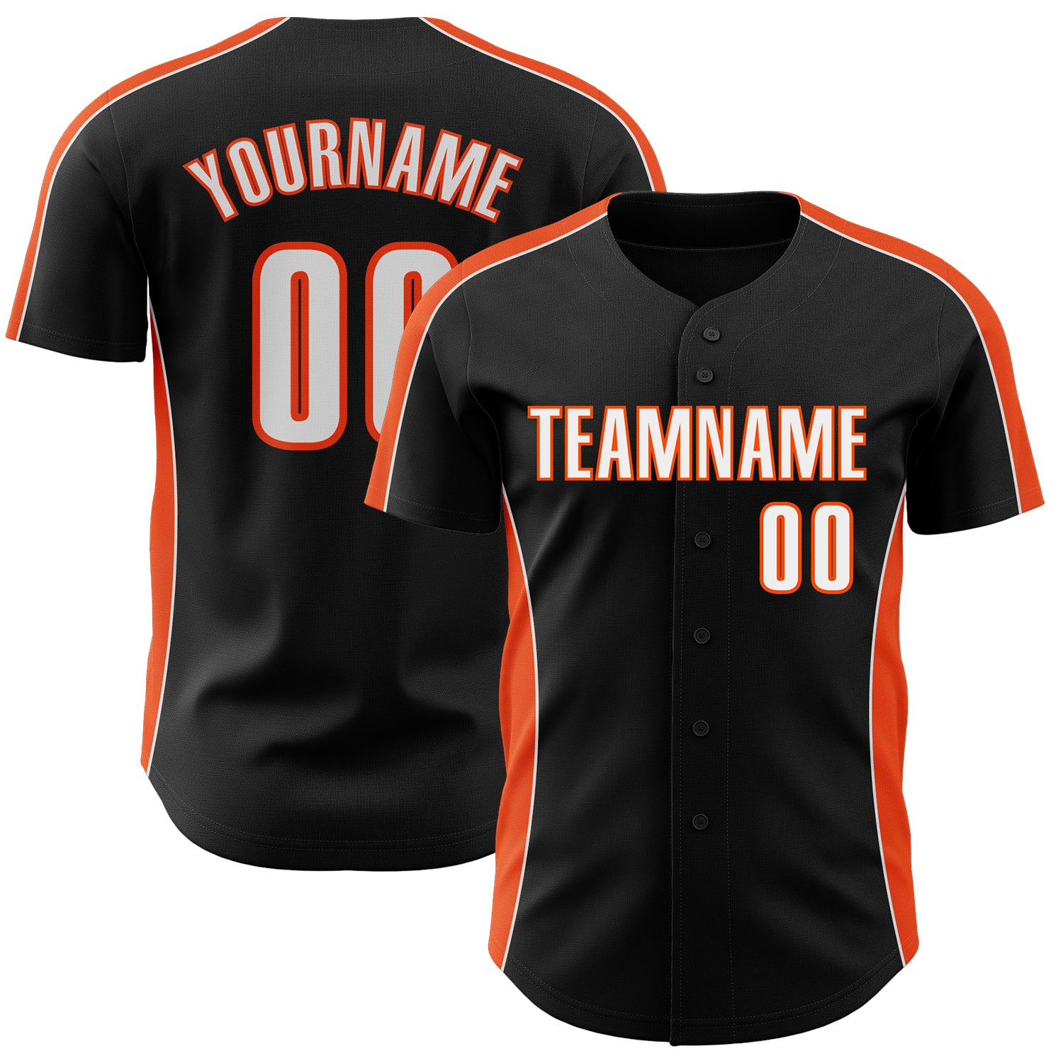 FansIdea Custom Black White-Orange Classic Color Block Side Panel Stripe Authentic Baseball Jersey - $29.99 at Proof Eyewear