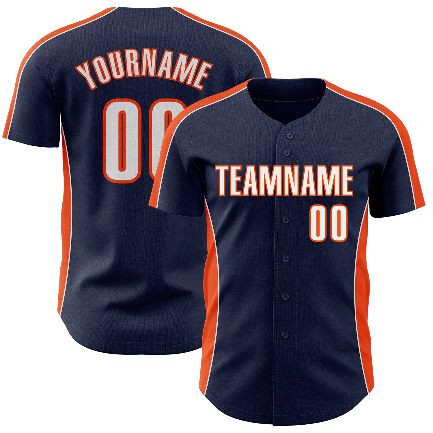 FansIdea Custom Navy White-Orange Classic Color Block Side Panel Stripe Authentic Baseball Jersey - $29.99 at Proof Eyewear