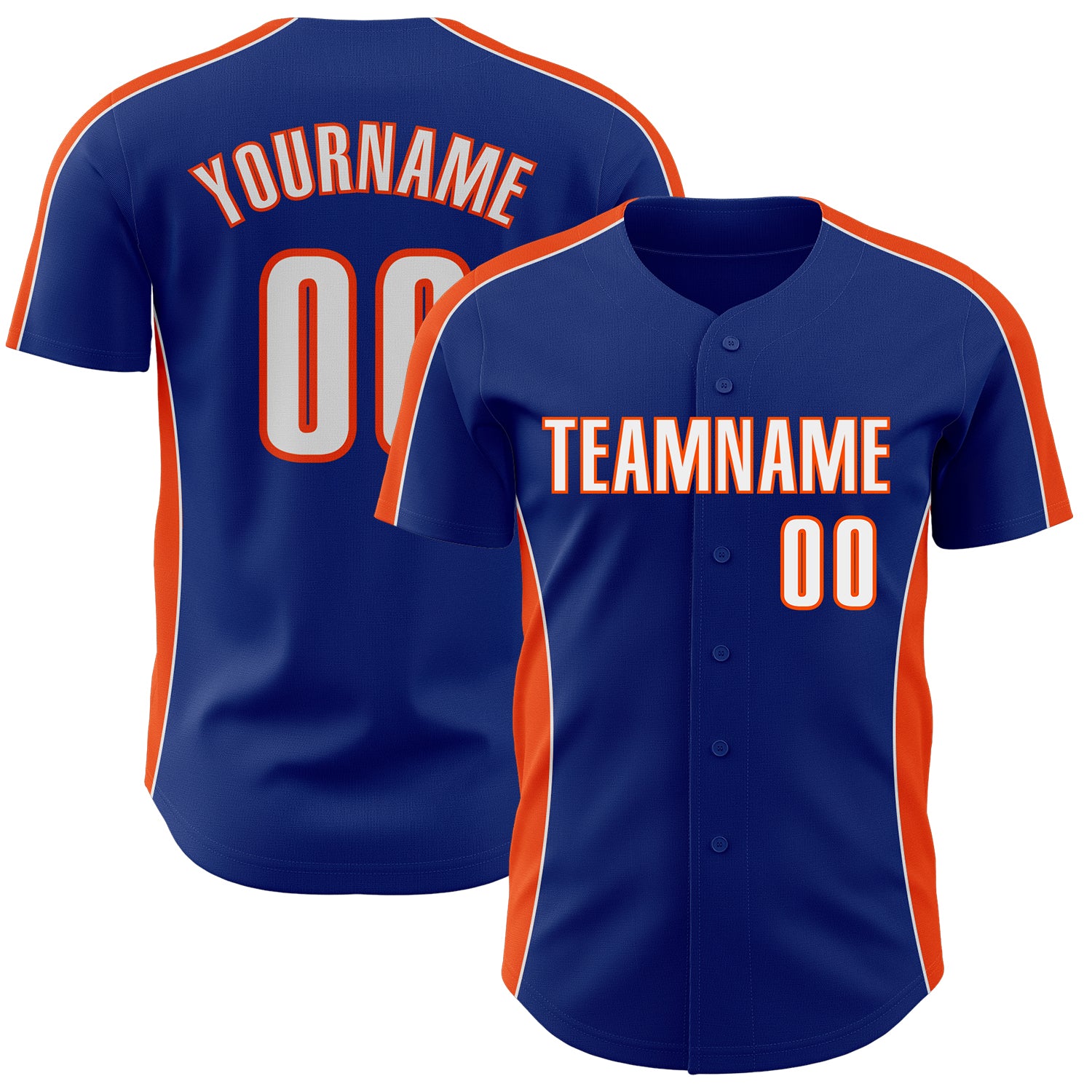 FansIdea Custom Royal White-Orange Classic Color Block Side Panel Stripe Authentic Baseball Jersey - $29.99 at Proof Eyewear