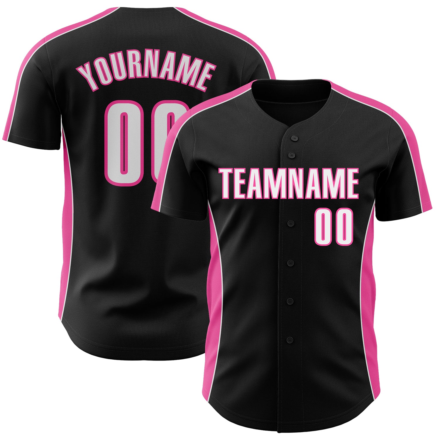 FansIdea Custom Black White-Pink Classic Color Block Side Panel Stripe Authentic Baseball Jersey - $29.99 at Proof Eyewear