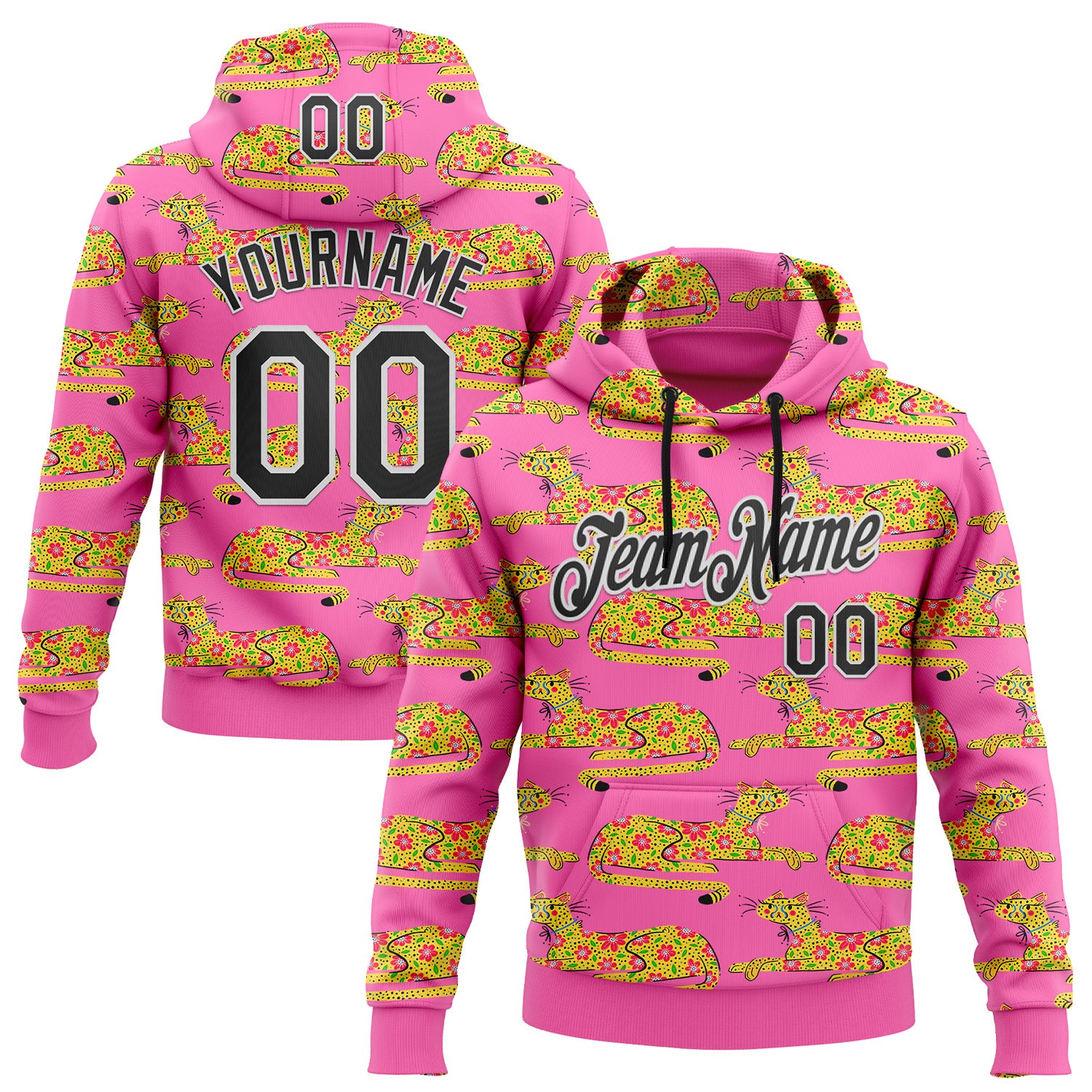 Fansidea-artist-collabs Custom Stitched Pink Black-White 3D Emi Bee Cheetahs Sports Pullover Sweatshirt Hoodie - $37.99 at Proof Eyewear