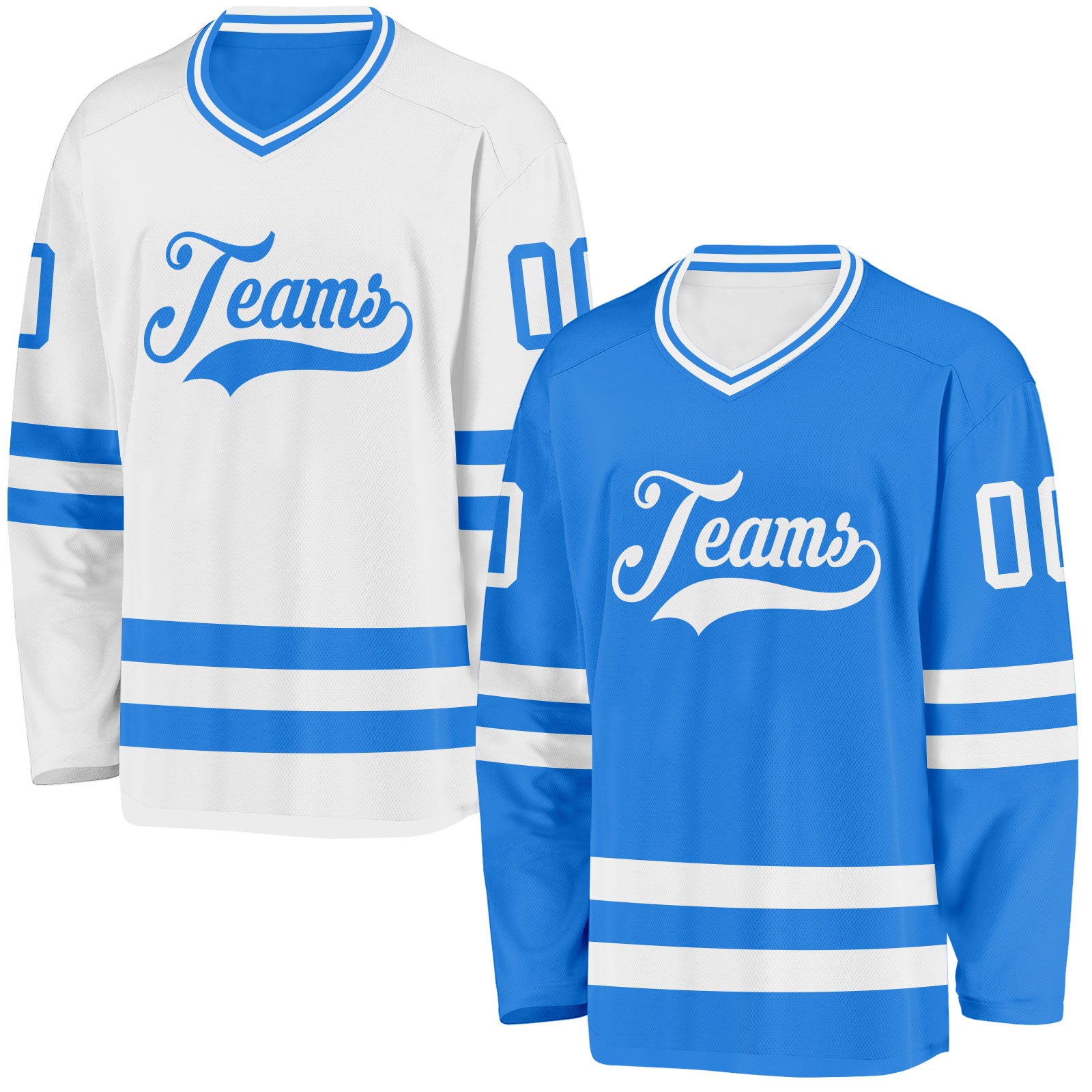 FansIdea Custom Powder Blue-White Reversible Double Side Hockey Jersey - $34.99 at Proof Eyewear
