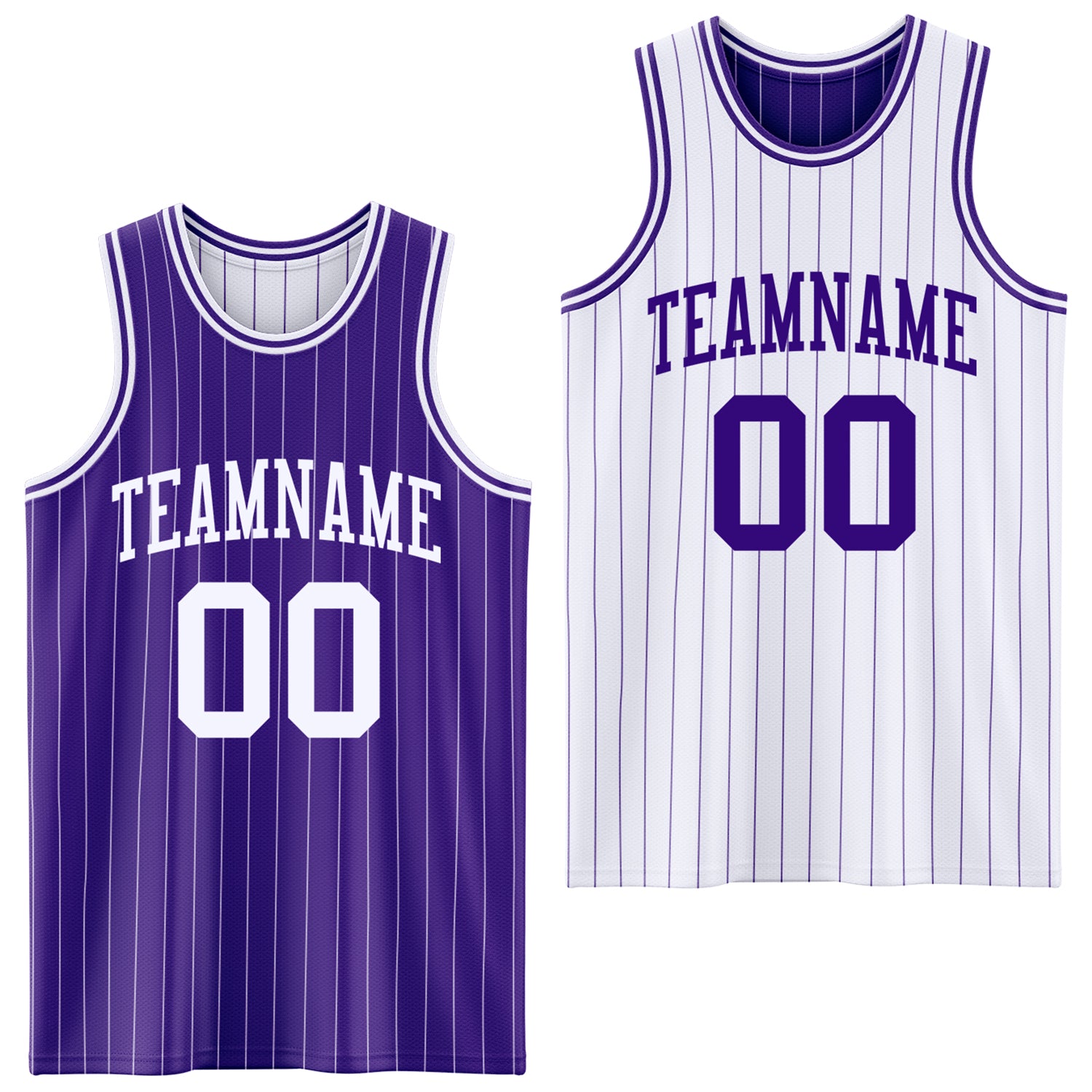 FansIdea Custom Purple White Pinstripe Reversible Double Side Sublimation Basketball Set Jersey - $17.99 at Proof Eyewear