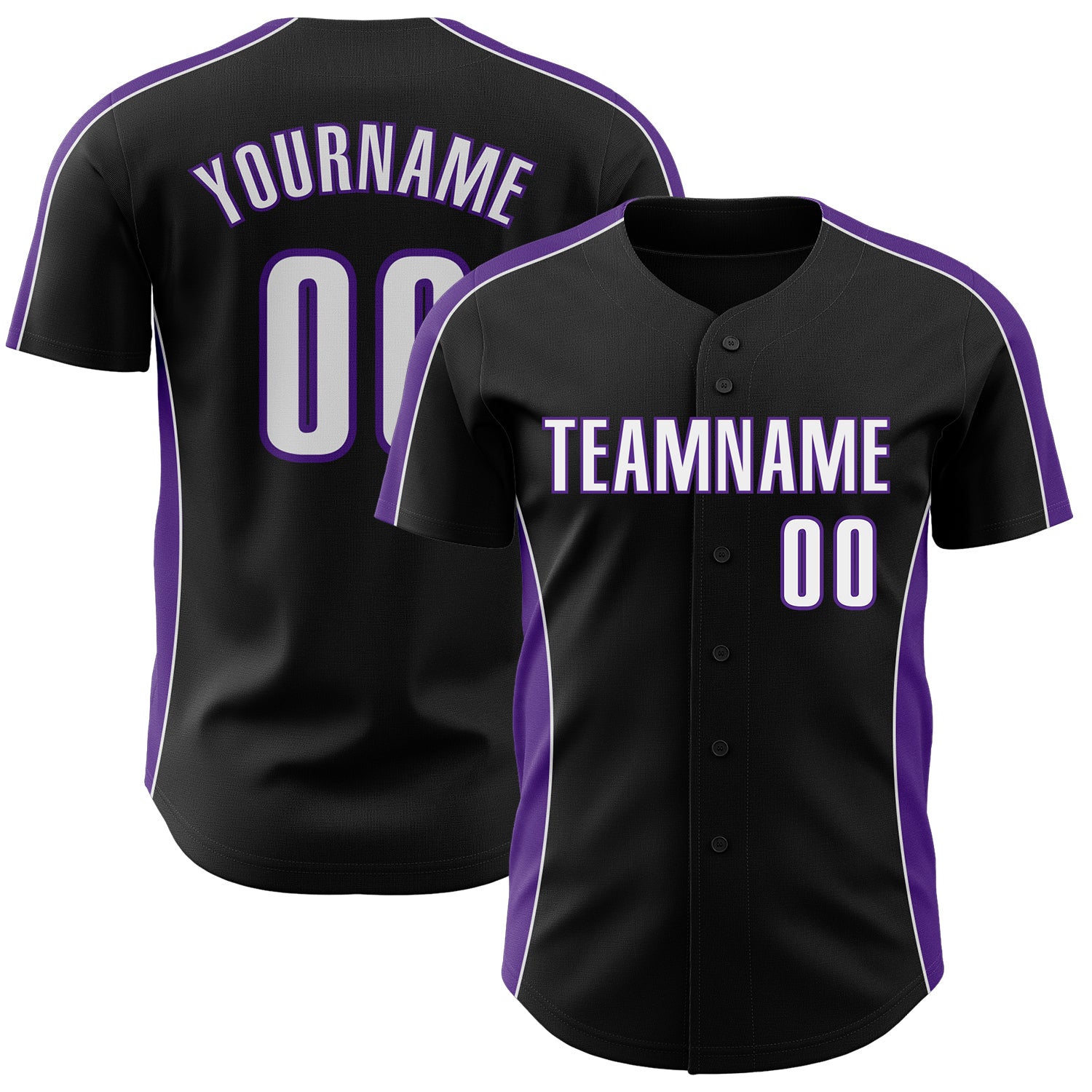 FansIdea Custom Black White-Purple Classic Color Block Side Panel Stripe Authentic Baseball Jersey - $29.99 at Proof Eyewear
