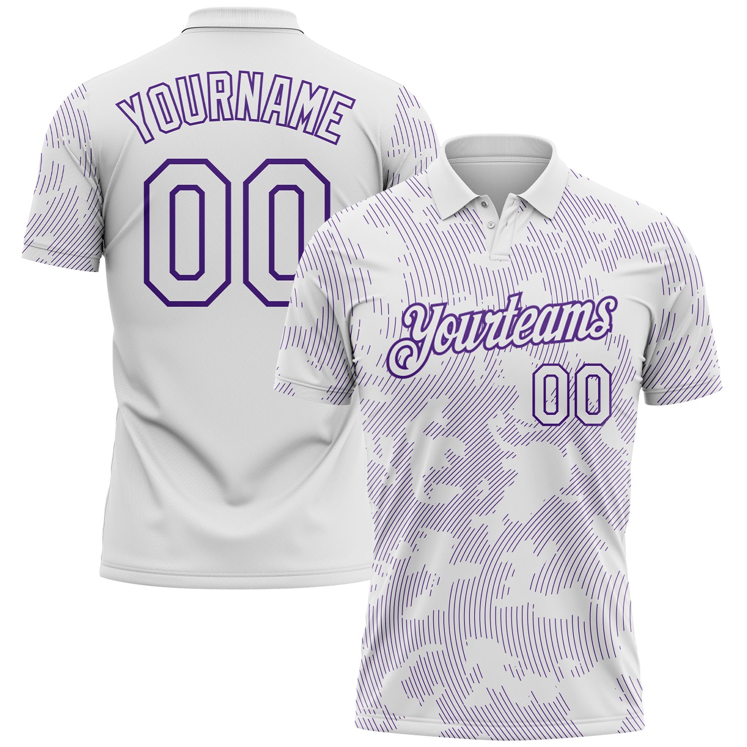 FansIdea Custom White-Purple 3D Pattern Abstract Fluid Line Performance Polo Shirt - $19.99 at Proof Eyewear