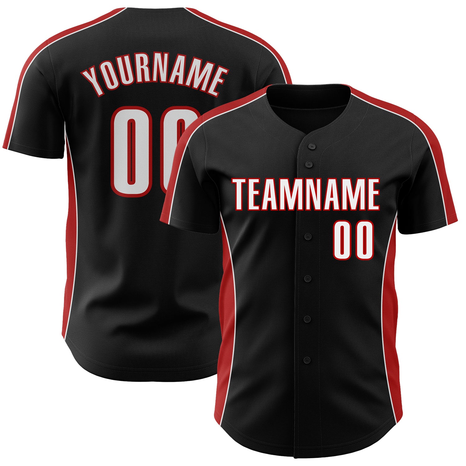 FansIdea Custom Black White-Red Classic Color Block Side Panel Stripe Authentic Baseball Jersey - $29.99 at Proof Eyewear